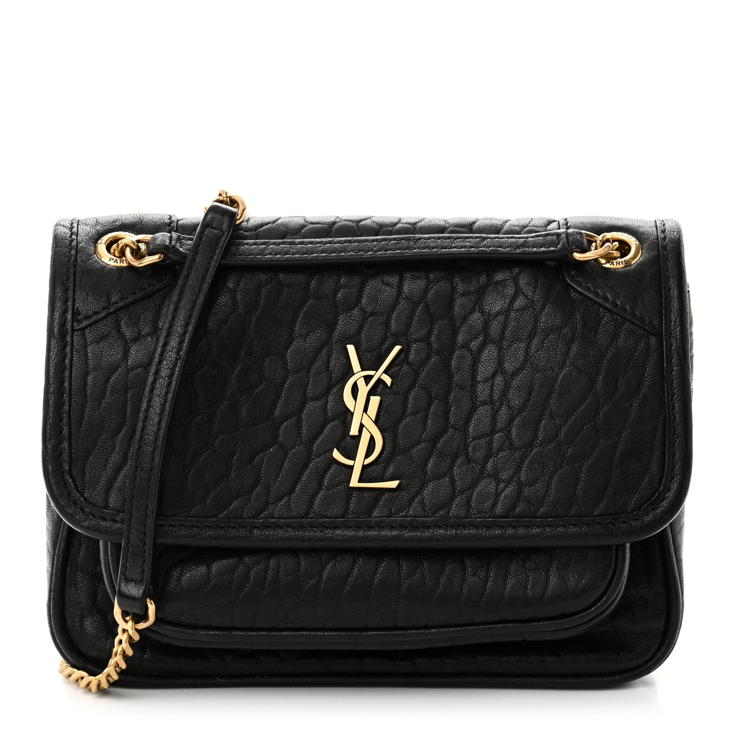 Saint Laurent Grained Lambskin Monogram Mini Niki Chain Satchel