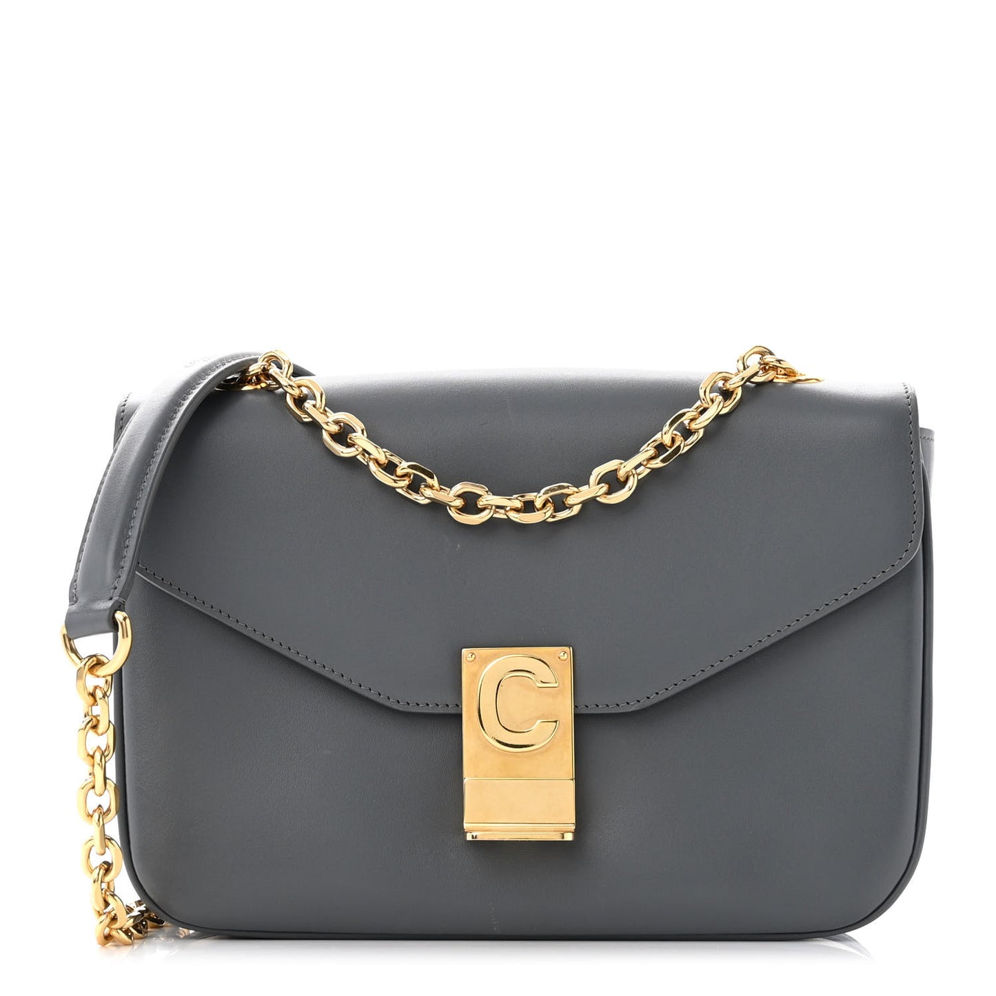 Shiny Calfskin Medium C Bag Grey