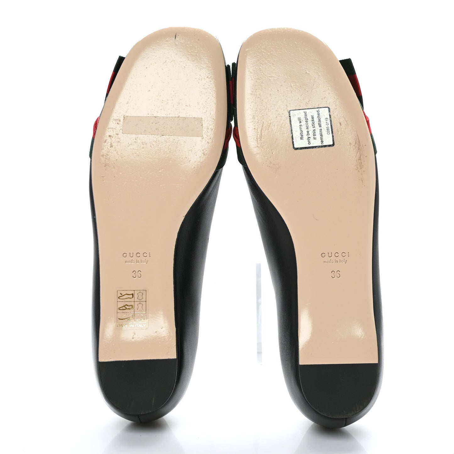 Calfskin Web Ballerina Flat 36 Black