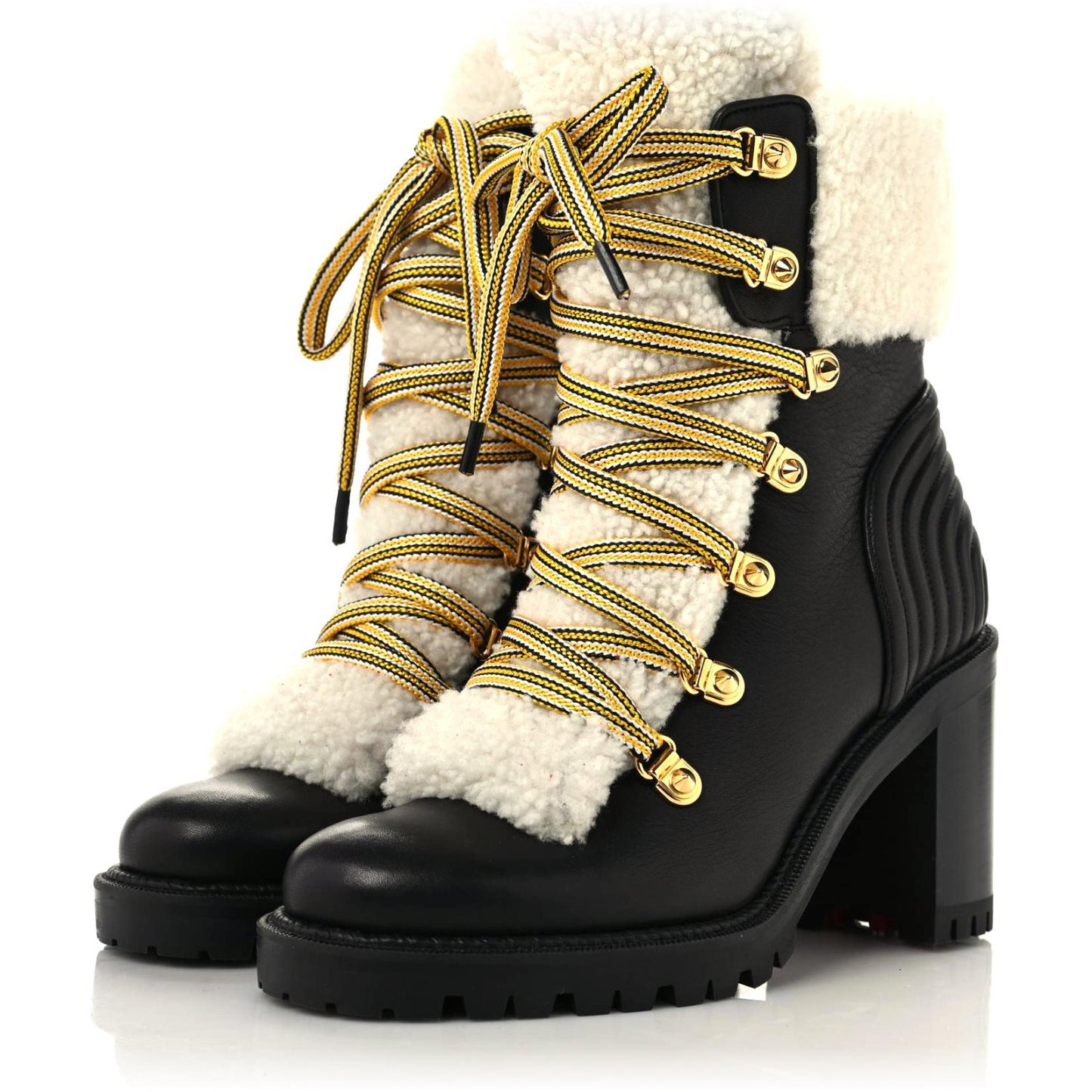 Calfskin Shearling Yetita 70 Hiker Booties 35 Black