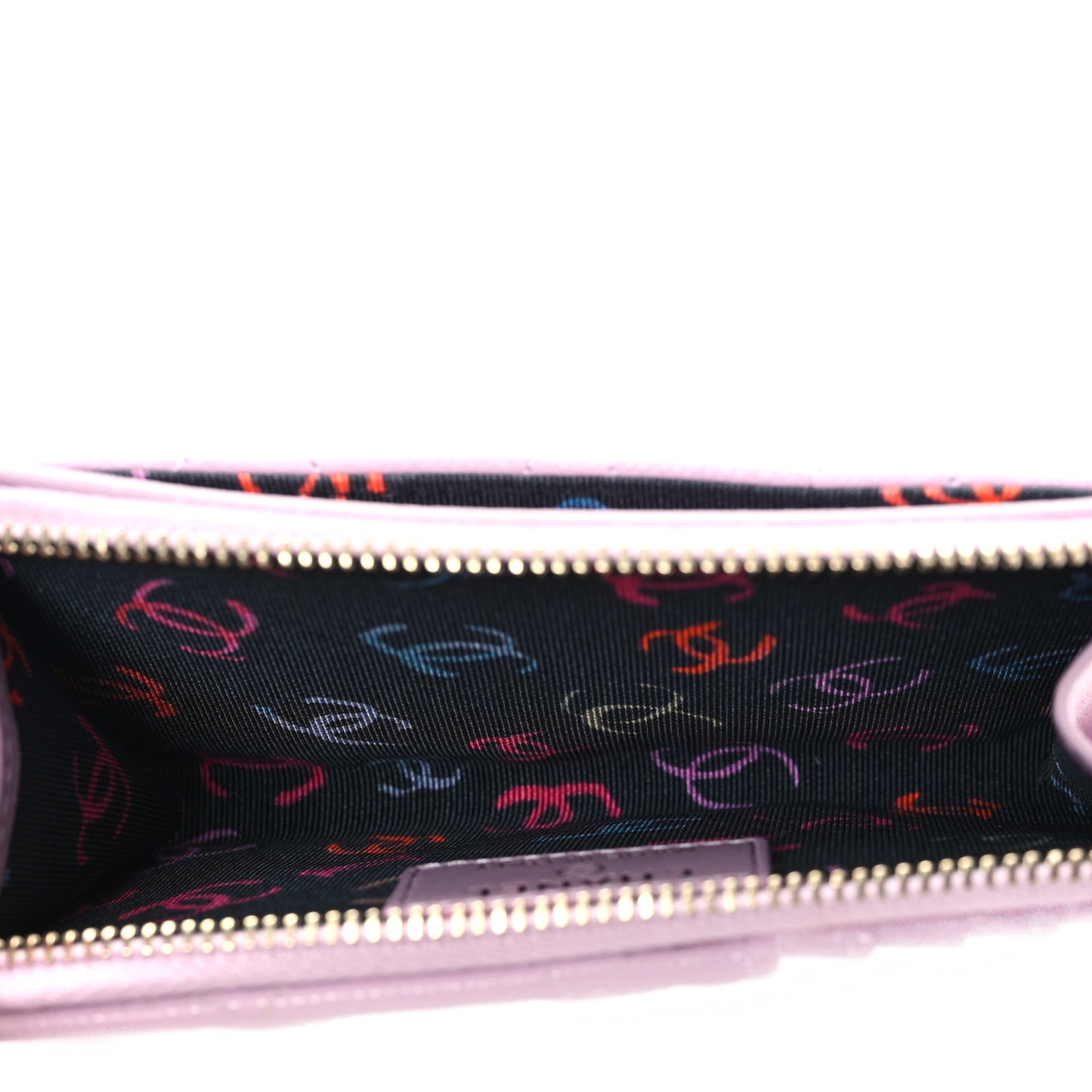 Caviar Quilted CC Zip Around Card Holder Light Purple