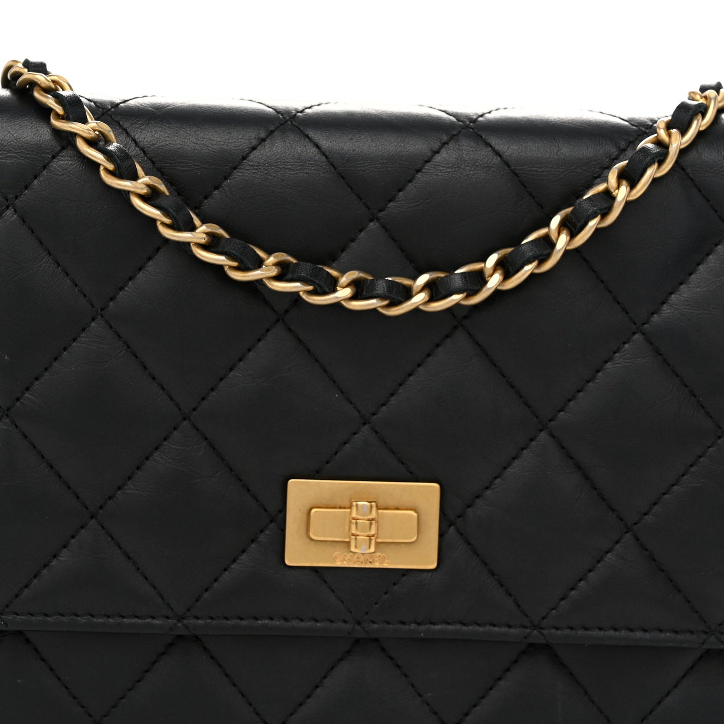Aged Calfskin Quilted Reissue Wallet On Chain WOC Black