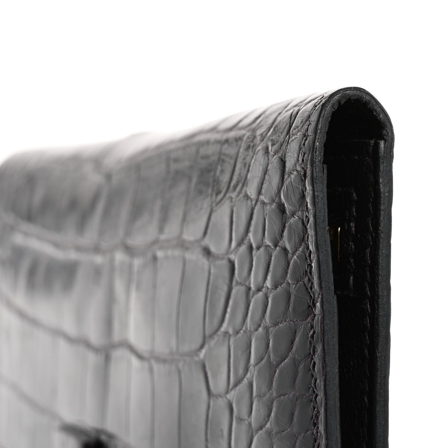 Hermes Shiny Alligator Bearn Gusset Wallet Aubergine 12 of 12