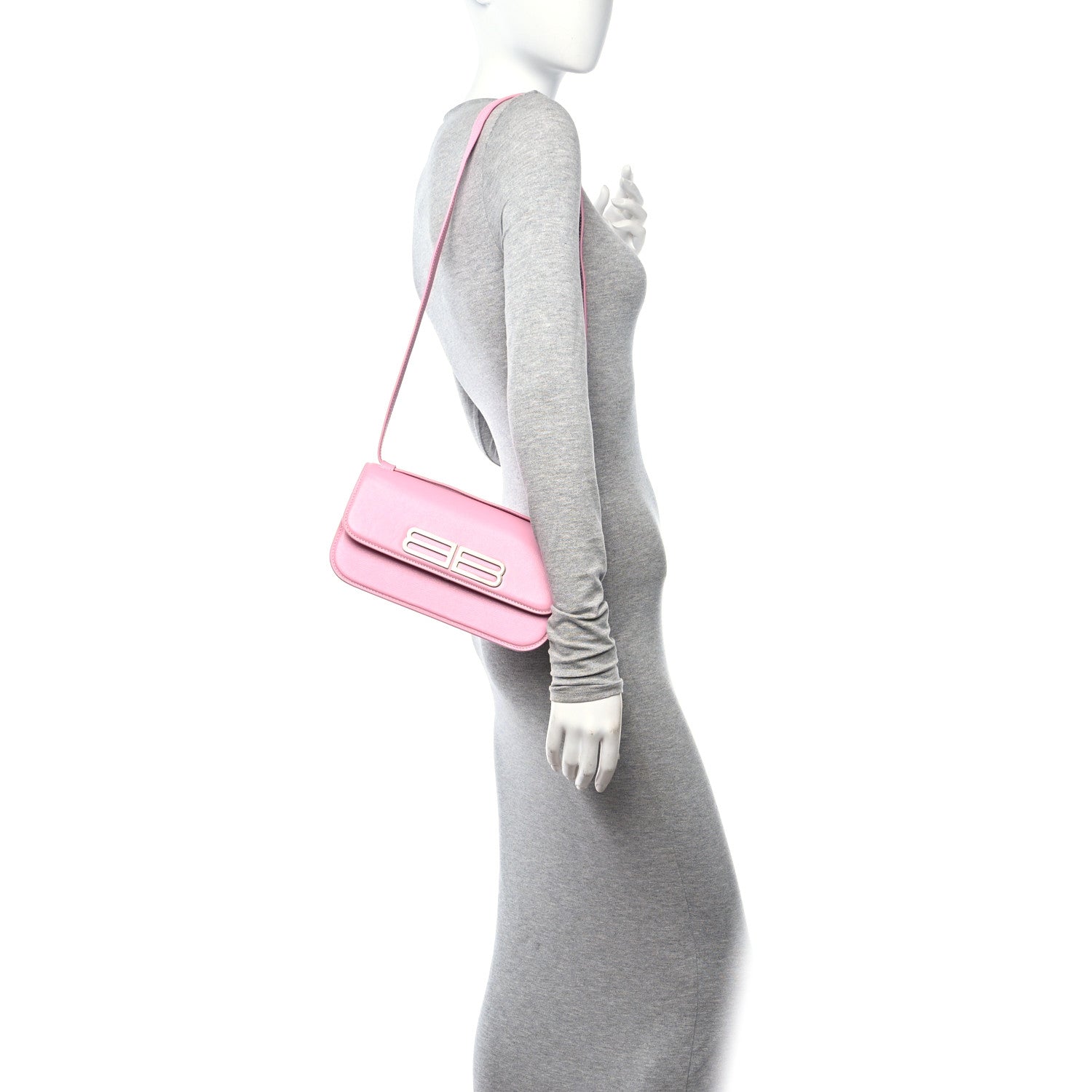 Balenciaga Calfskin Stripe Embossed Small Gossip Bag Candy Pink 2 of 10