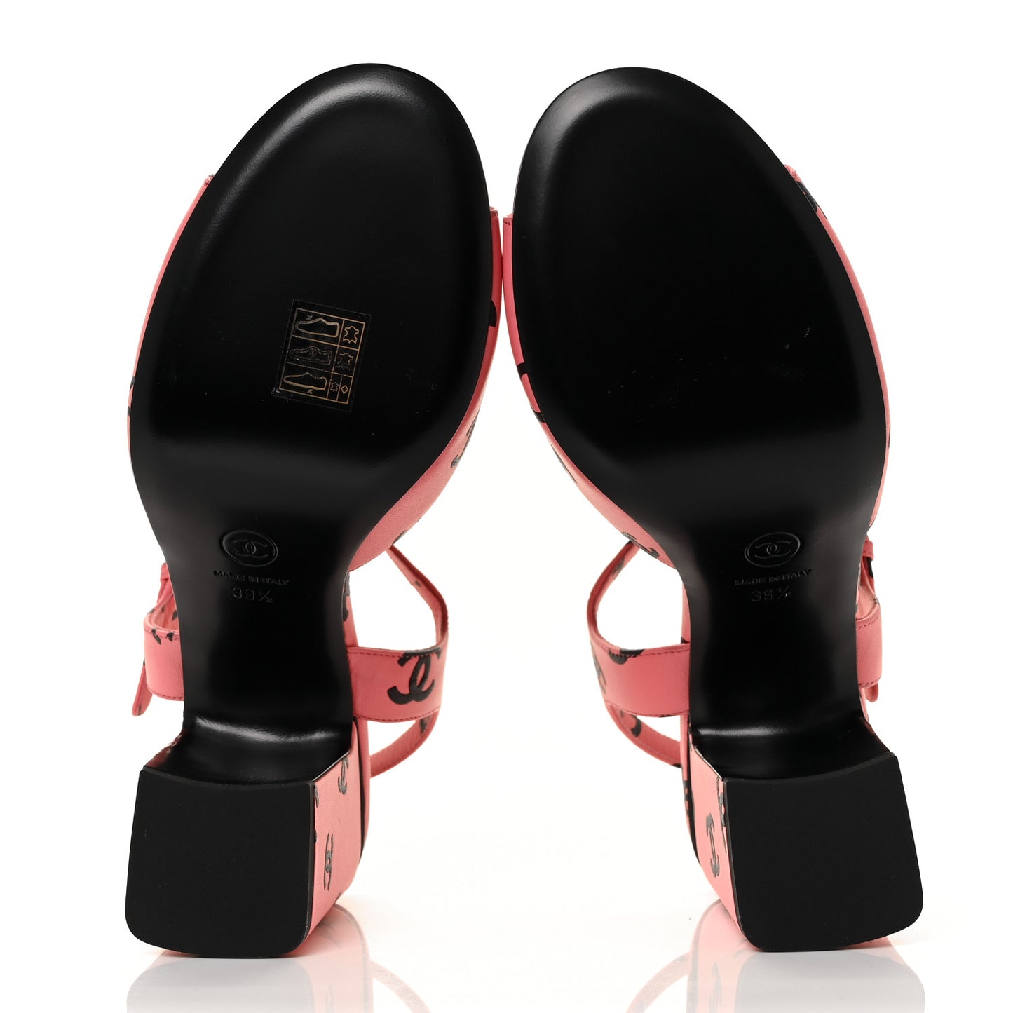 Lambskin Printed CC Sandals 39.5 Pink Black