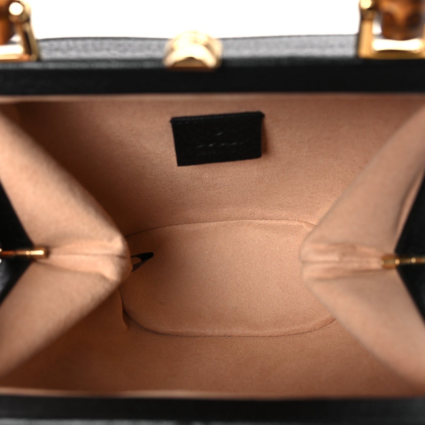 Textured Dollar Calfskin Bamboo Mini Marina Bucket Bag Black