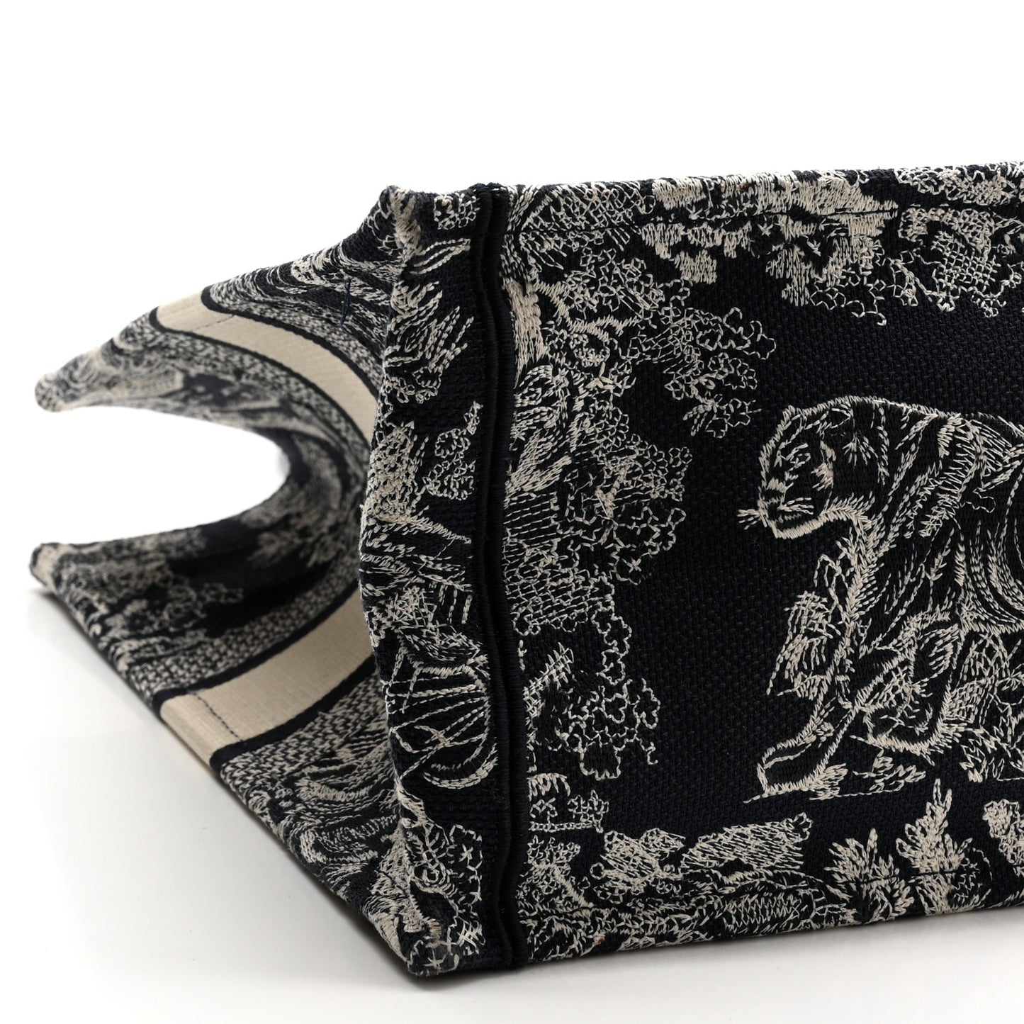 Canvas Embroidered Medium Toile De Jouy Reverse Book Tote Blue