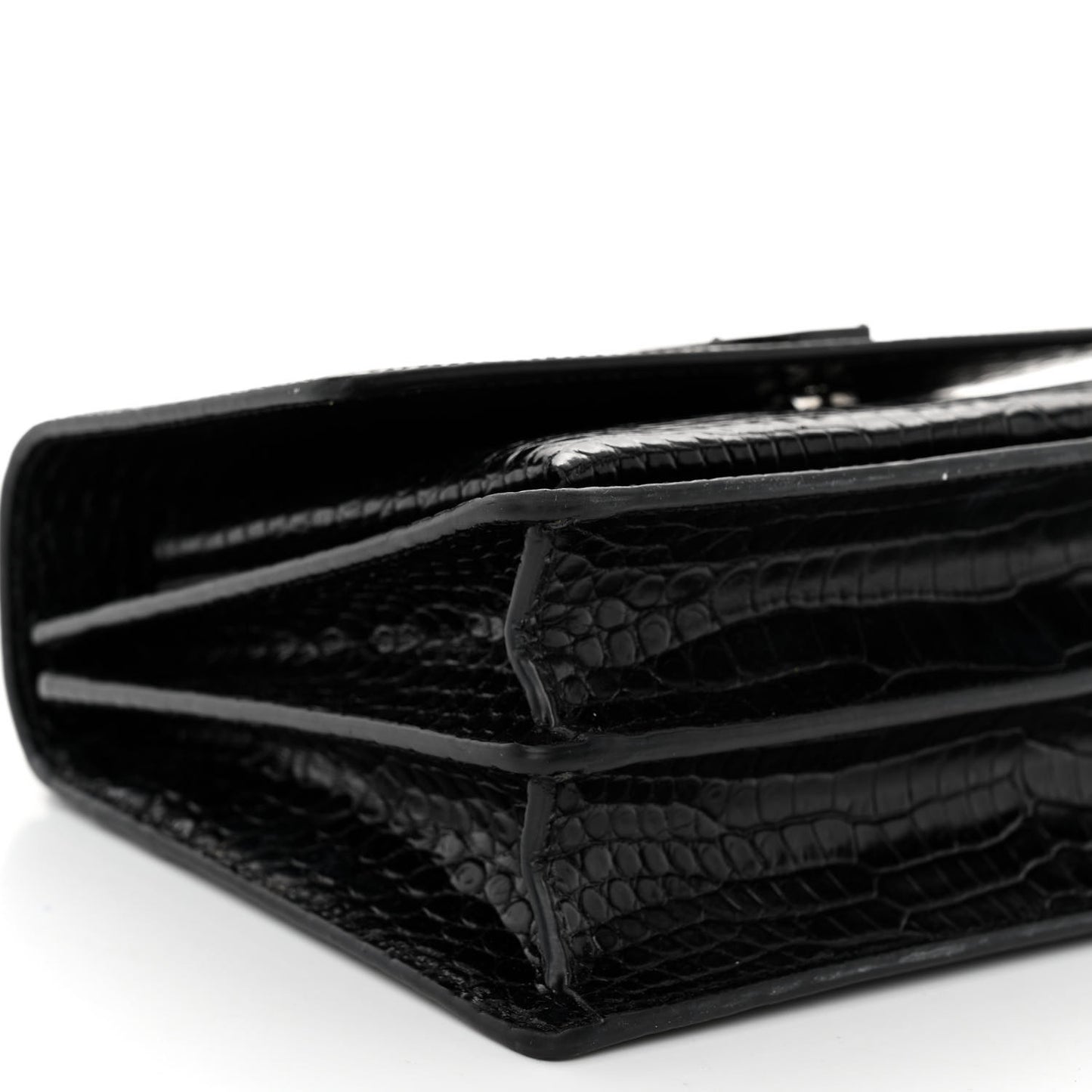 Calfskin Crocodile Embossed Medium Monochrome Monogram Sunset Black