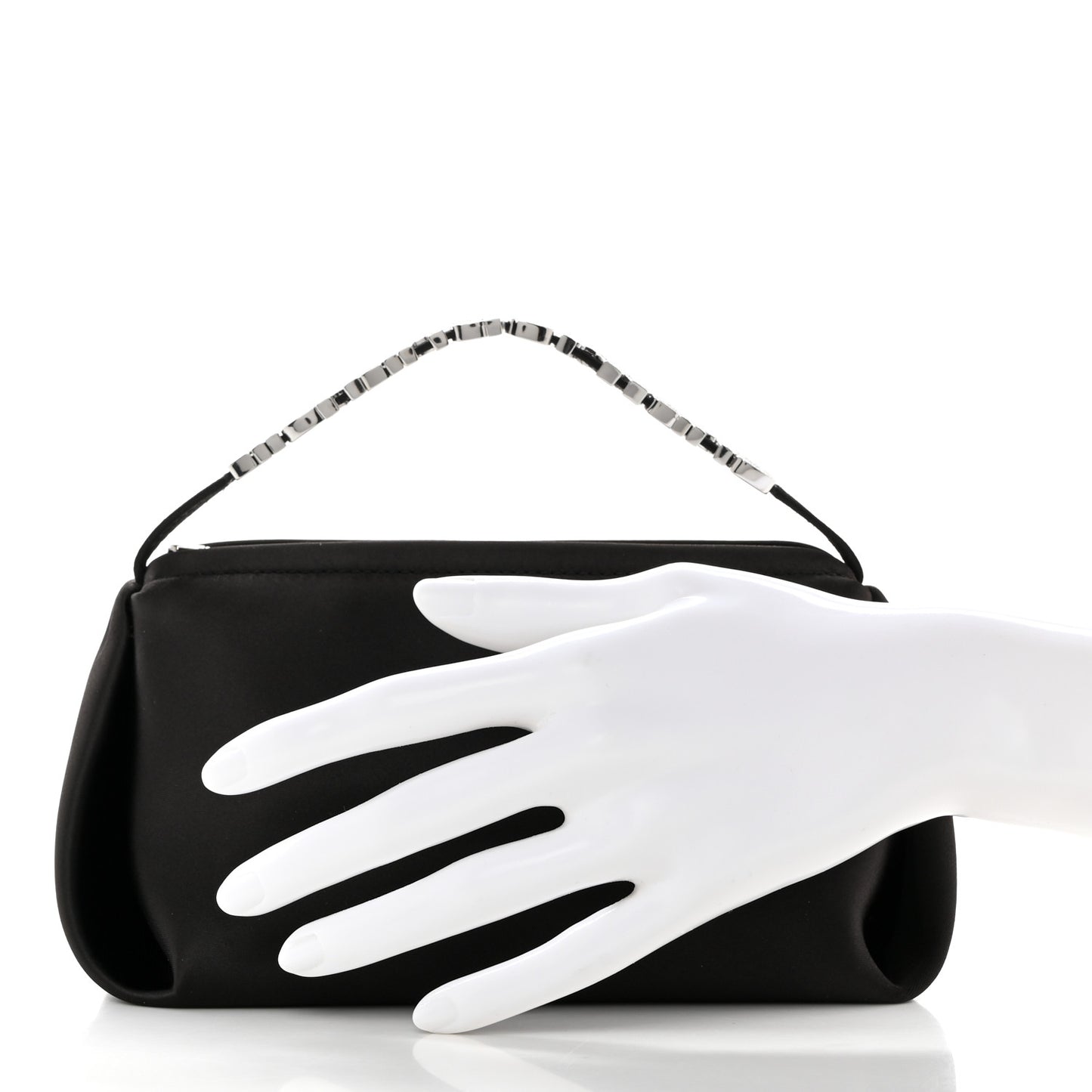 Satin Crystal Logo Micro Marquess Bag Black