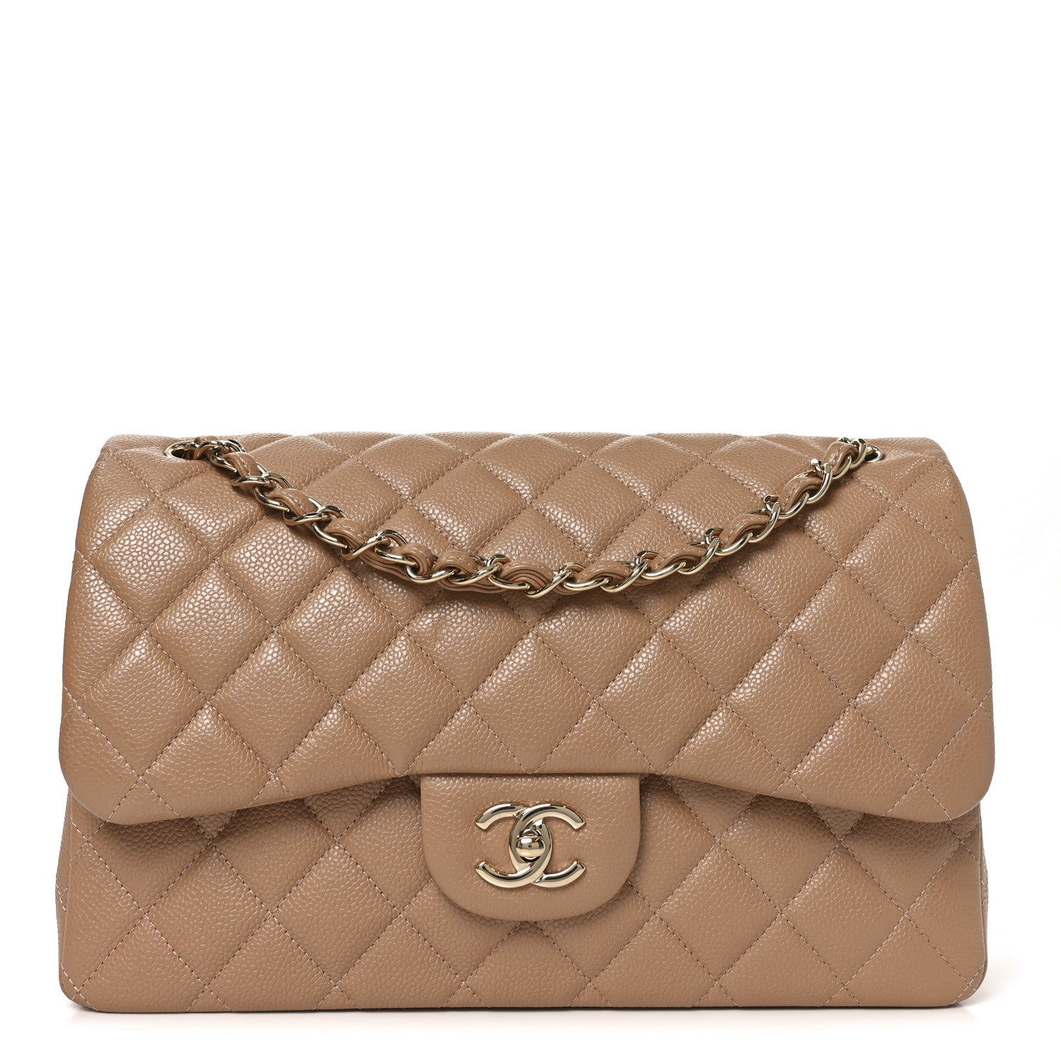 Chanel Caviar Quilted Jumbo Double Flap Beige 1844220 – FASHIONPHILE