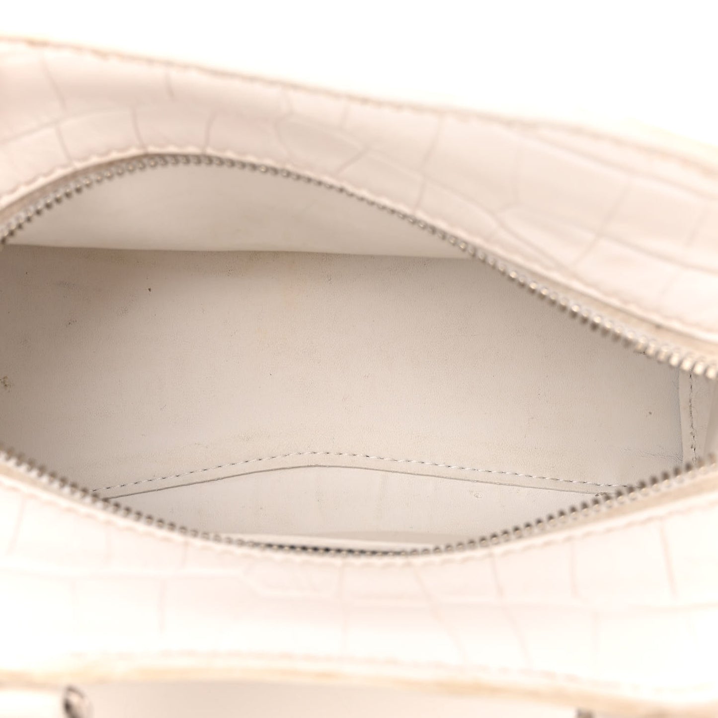 Extra Supple Calfskin Crocodile Embossed Neo Classic Silver Hardware Mini City White