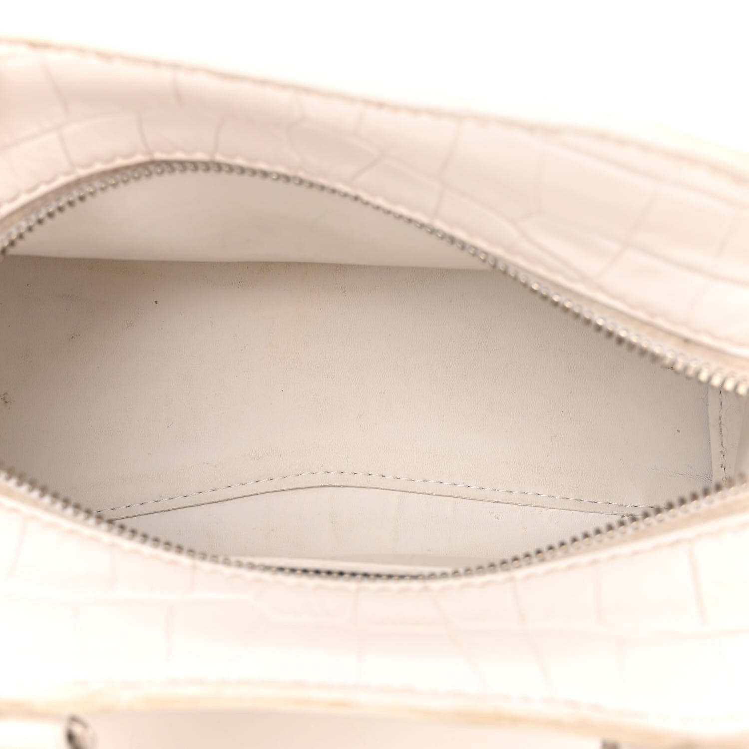 Balenciaga Extra Supple Calfskin Crocodile Embossed Neo Classic Silver Hardware Mini City White 5 of 12