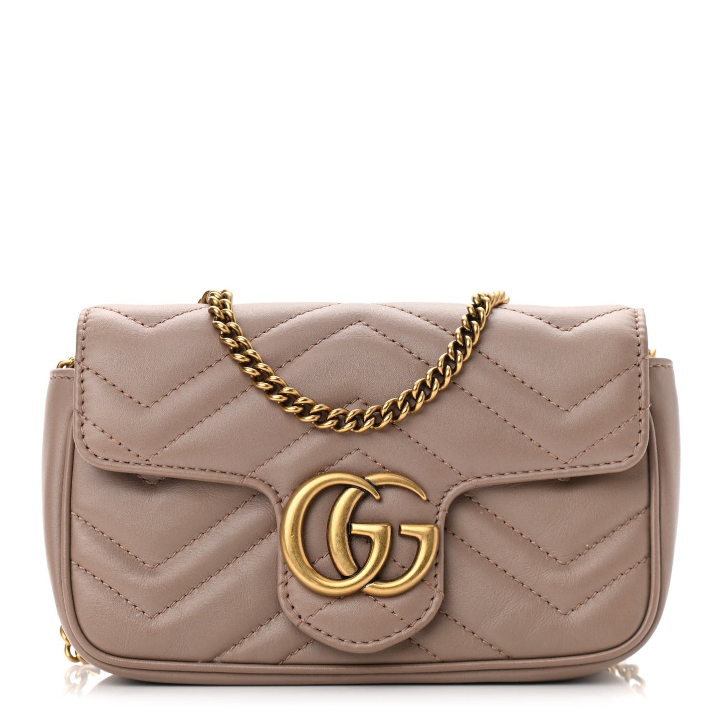 Calfskin Matelasse Super Mini GG Marmont Shoulder Bag Porcelain Rose