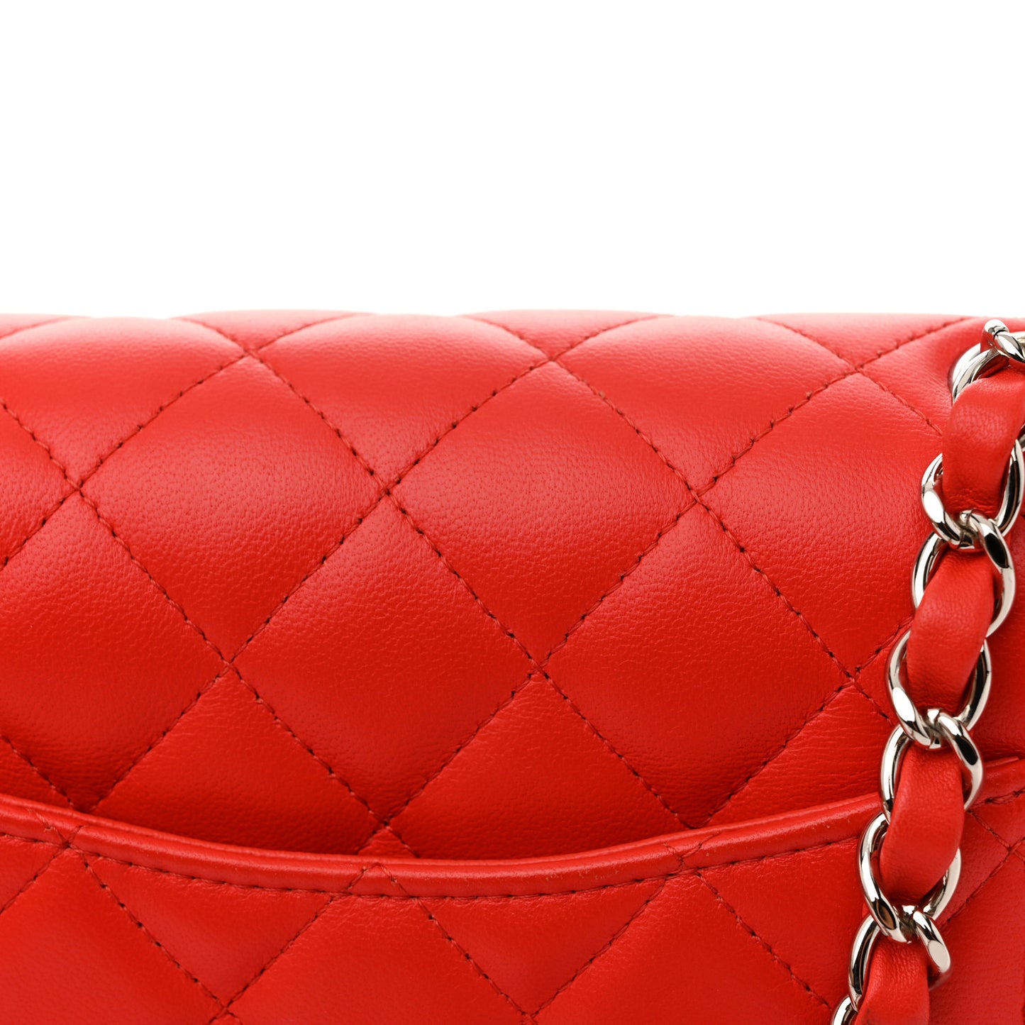 Lambskin Quilted Mini Rectangular Flap Red