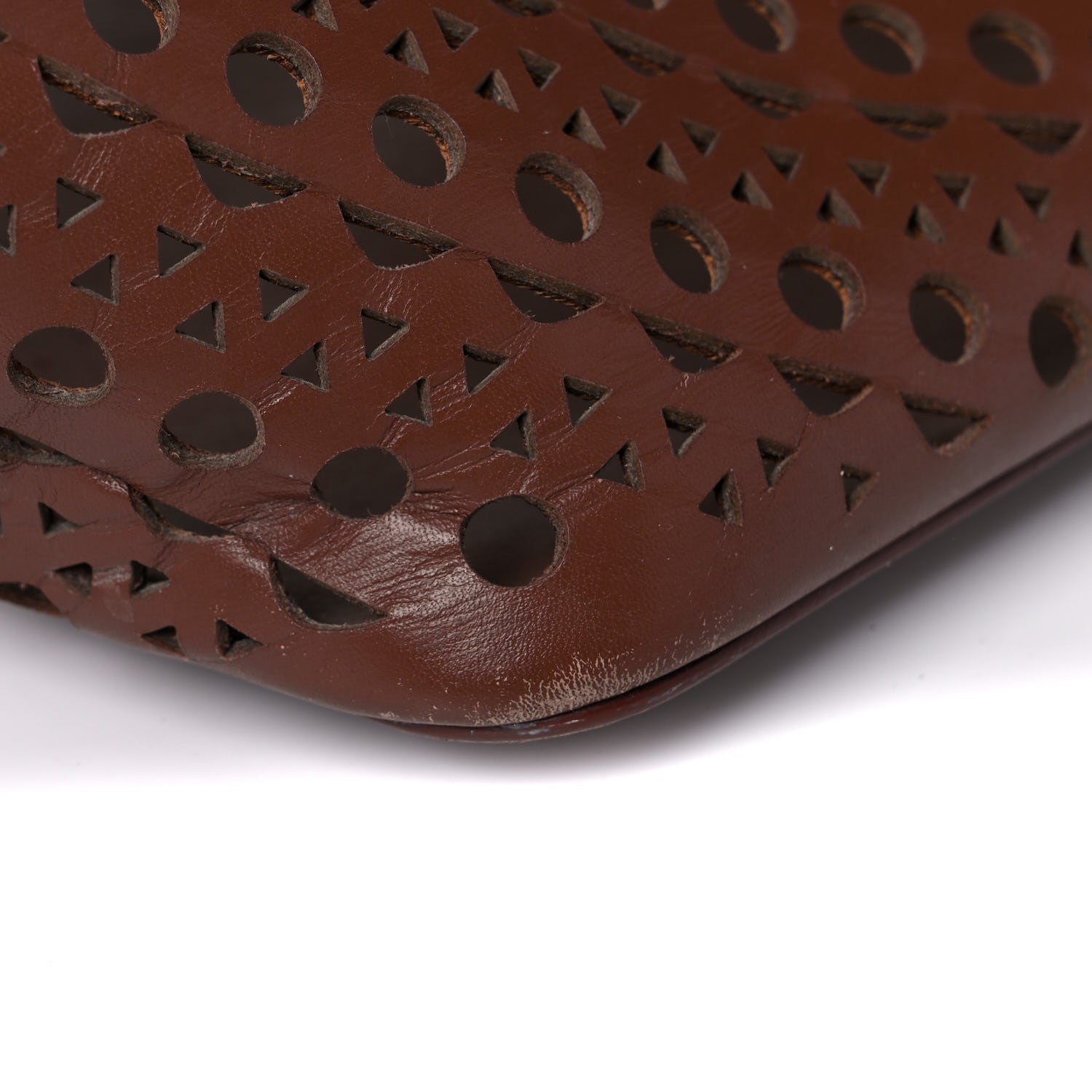 Alaia Calfskin Laser Cut Mina 32 Bag Brown 17 of 20