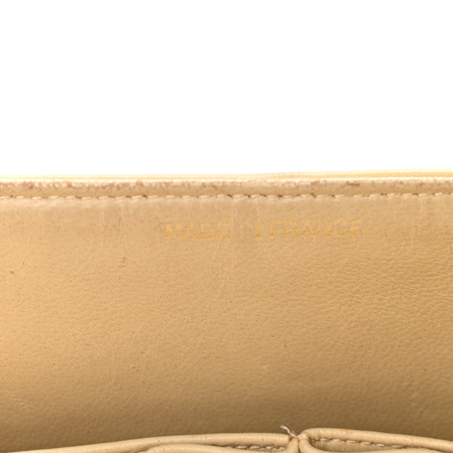 Lambskin Quilted Medium Double Flap Beige