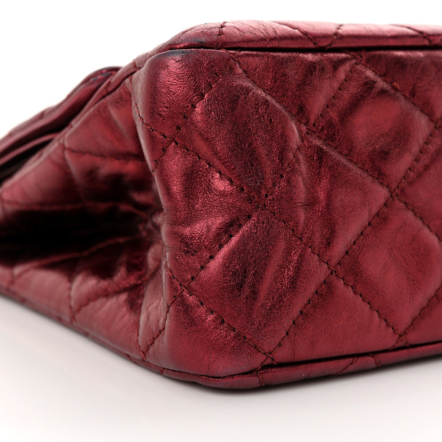 Metallic Aged Calfskin Quilted 2.55 Reissue 227 Flap Dark Red