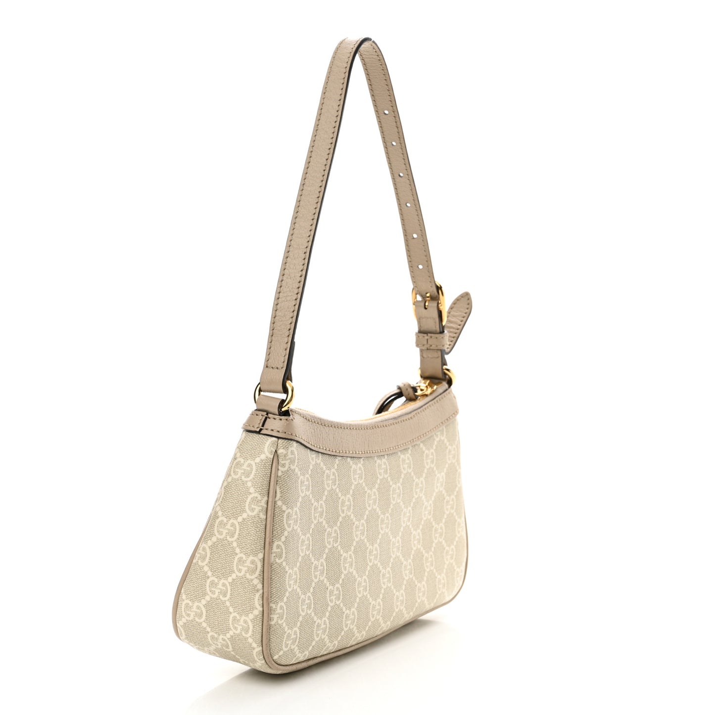 GG Supreme Monogram Textured Dollar Calfskin Small Ophidia Hobo Beige Mystic White Oatmeal