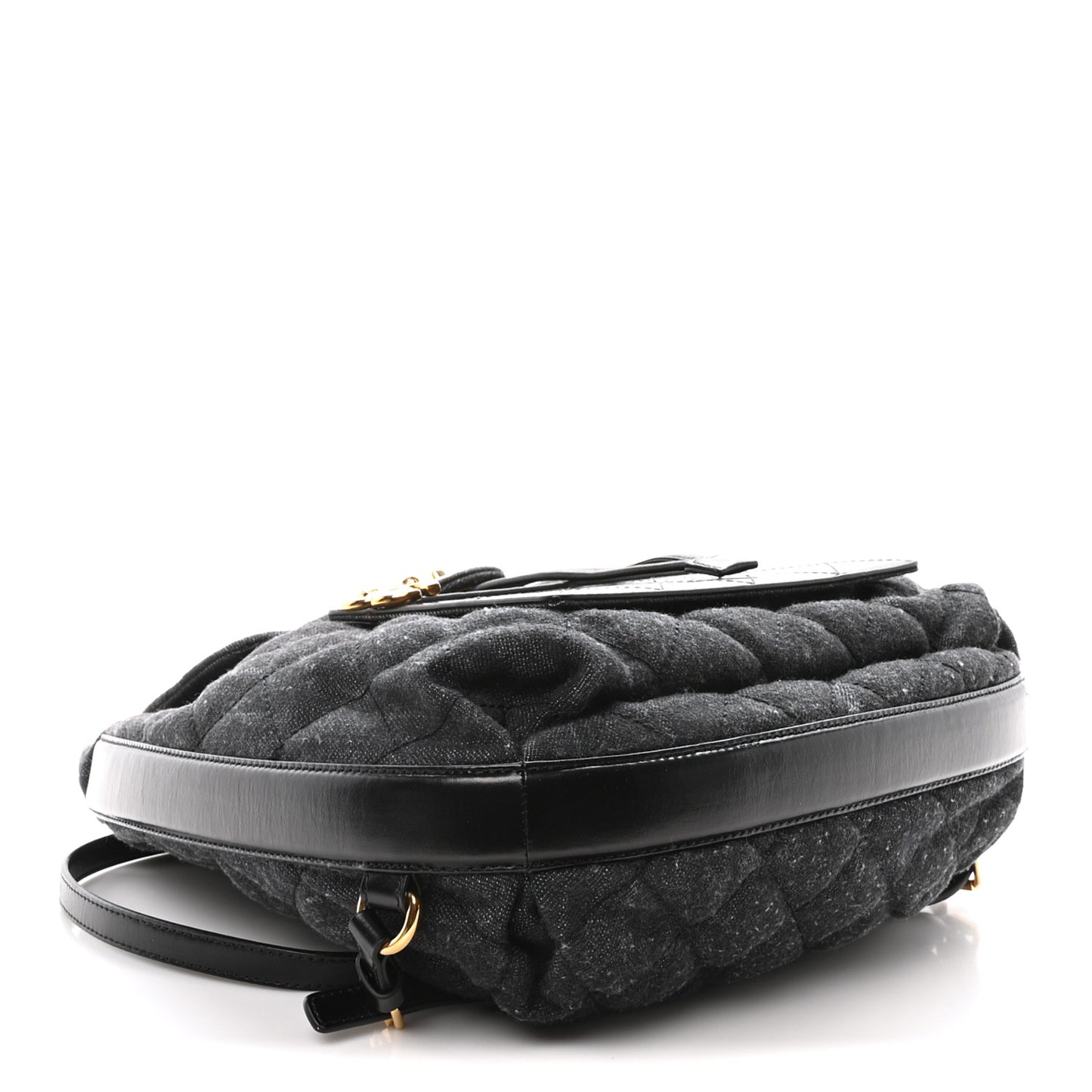 Denim Calfskin Quilted Backpack Black