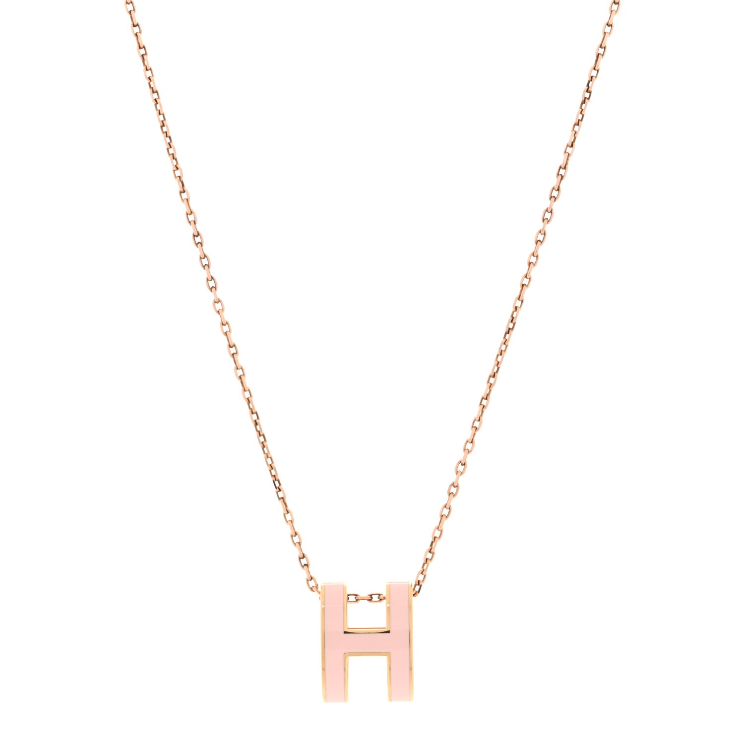 Hermes Lacquered Rose Gold Pop H Pendant Necklace Rose Dragee 1 of 7