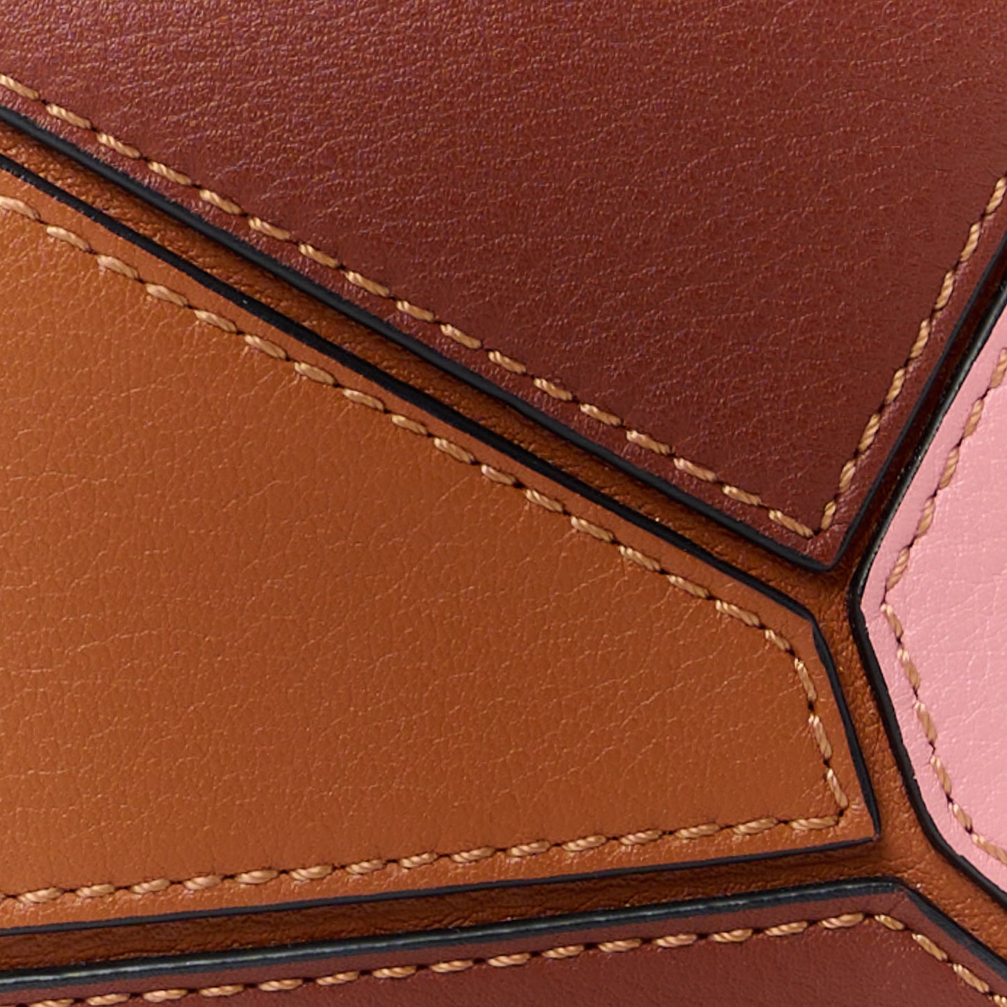 Calfskin Mini Puzzle Bag Tan Medium Pink