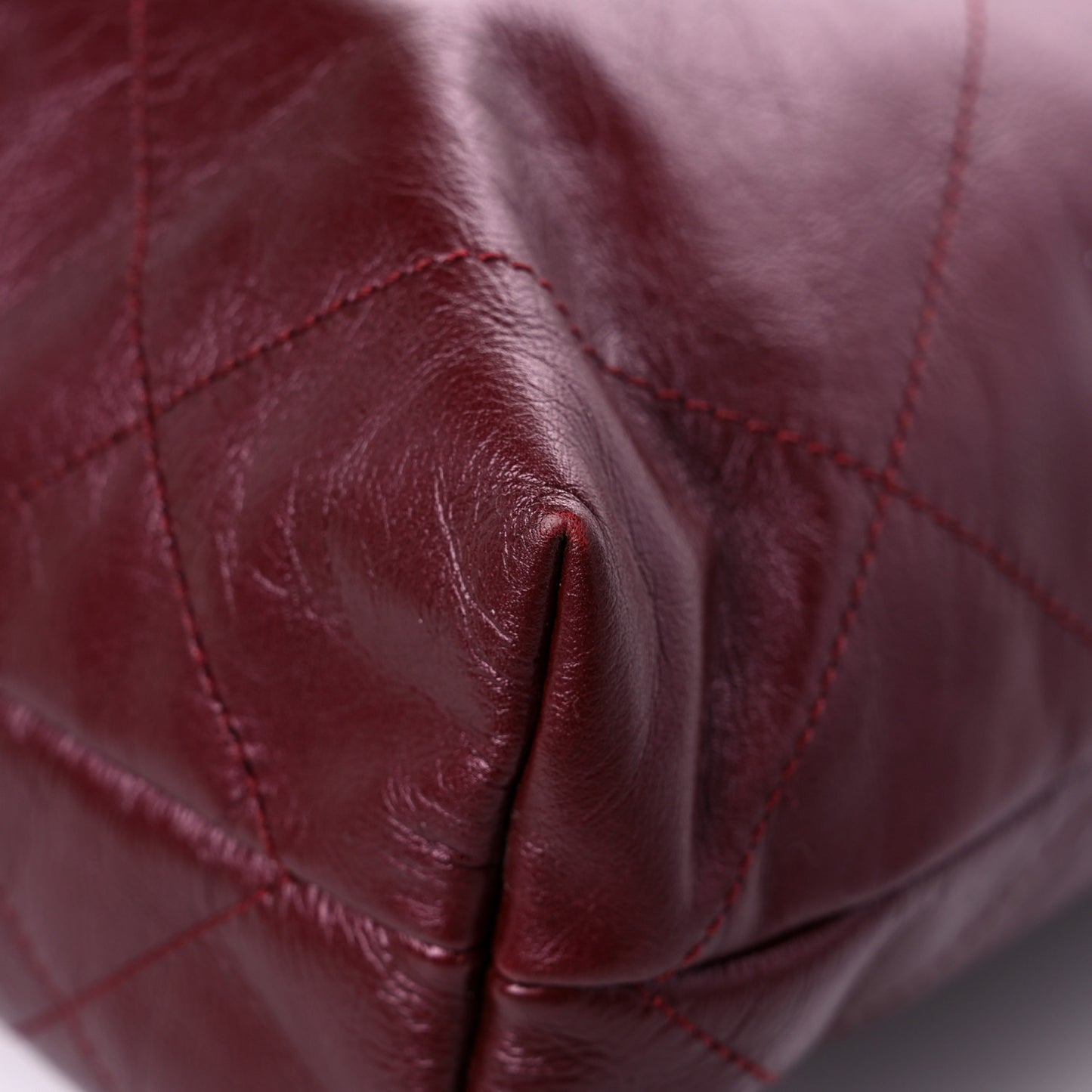 Shiny Calfskin Quilted Small Chanel 22 Burgundy