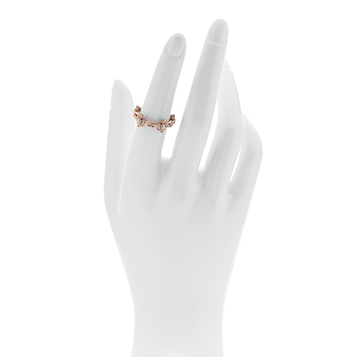 Gucci 18K Rose Gold Diamond Flora Ring 53 6.25 2 of 5