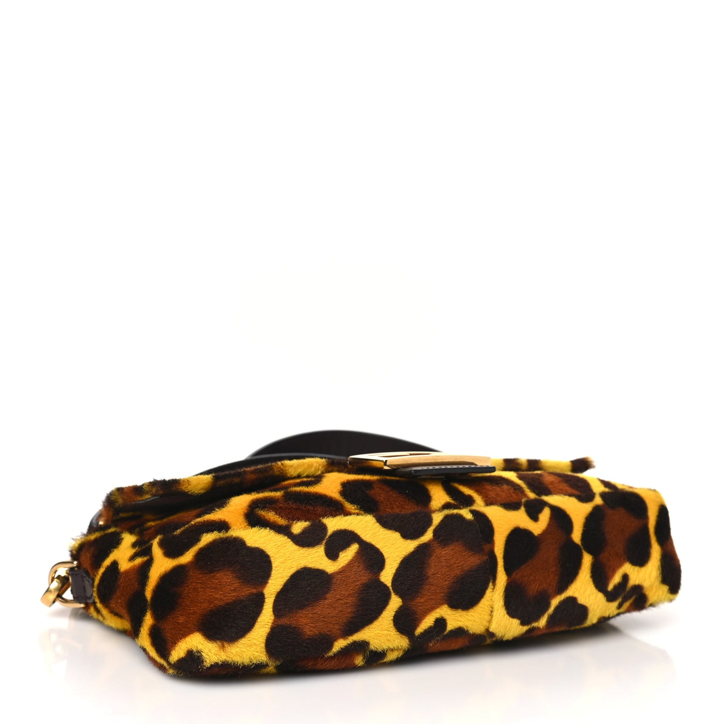 Calf Hair Leopard Print Baguette Yellow Multicolor