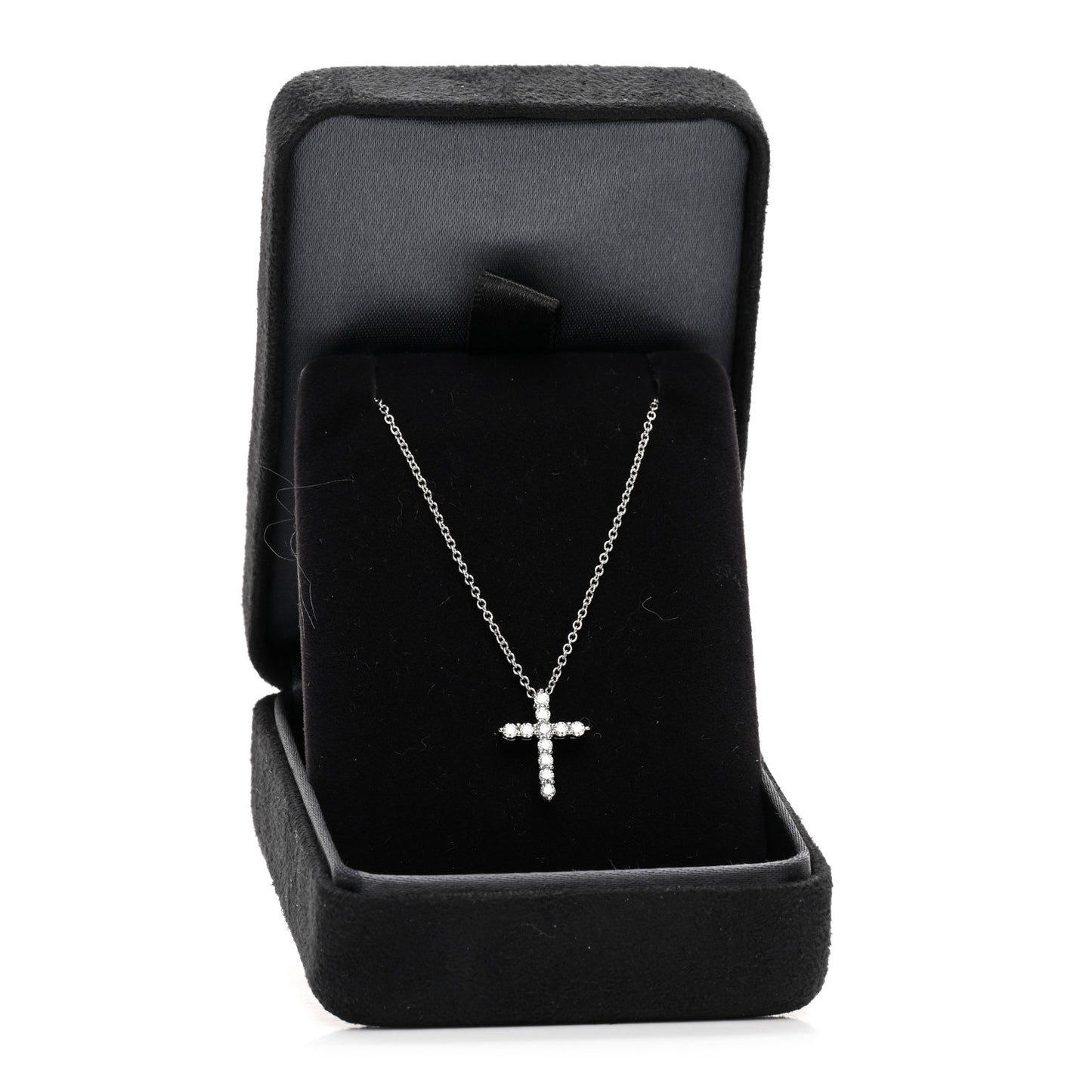 Platinum Diamond Mini Cross Pendant Necklace