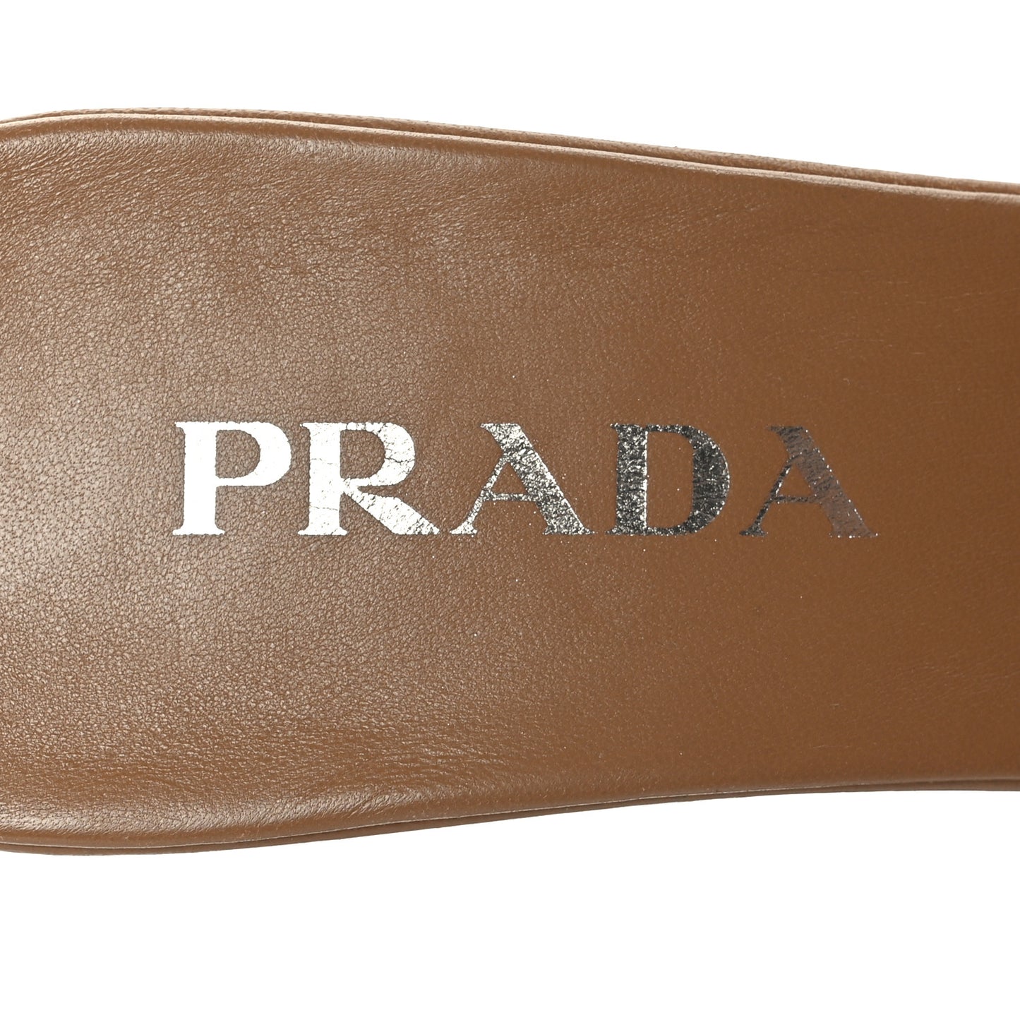 Nappa Soft Padded Metal Triangle Logo 65mm Slide Sandals 40 Caramel
