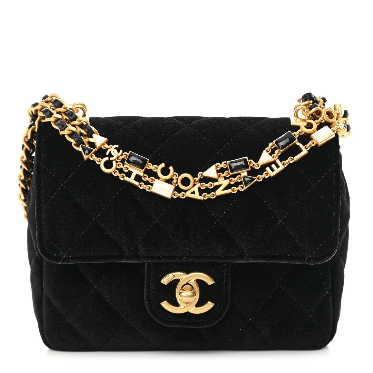 Velvet Enamel Mini Flap Black