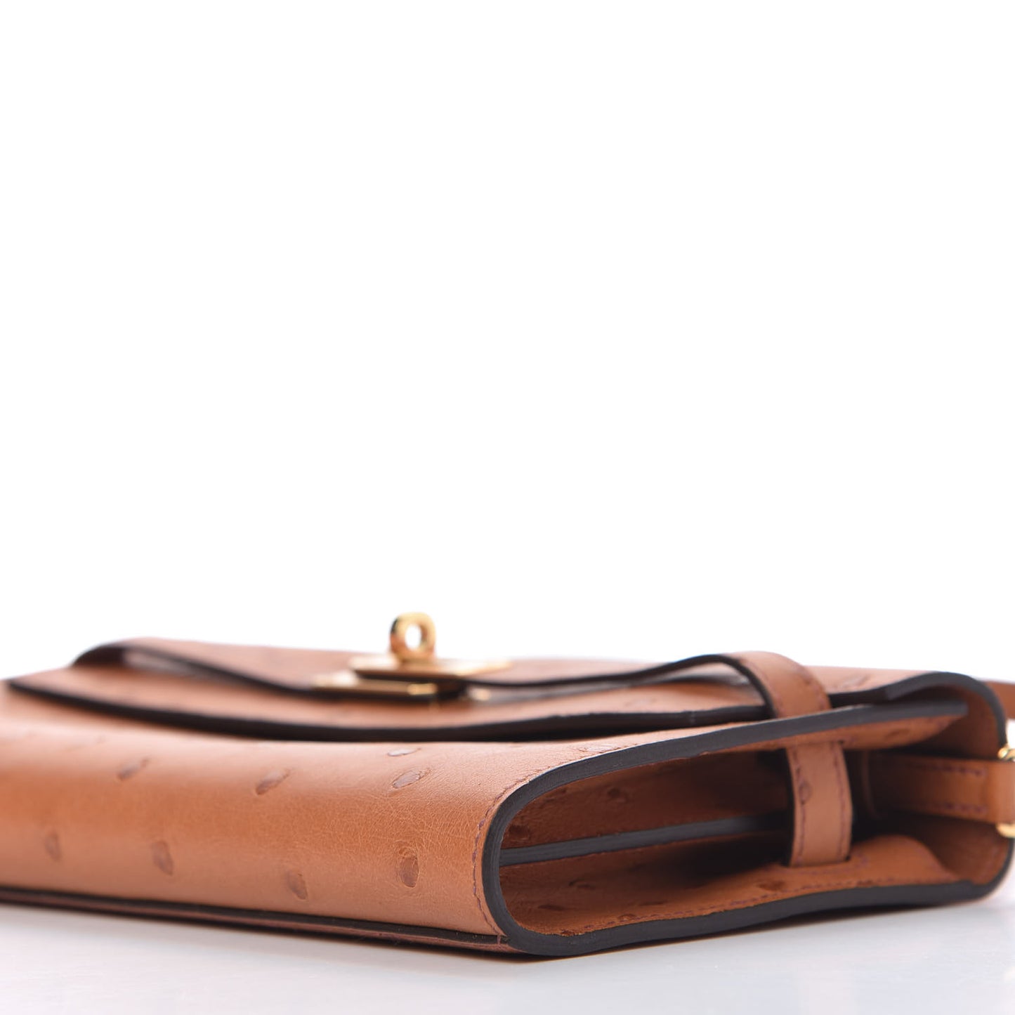 Ostrich Kelly Wallet To Go Gold