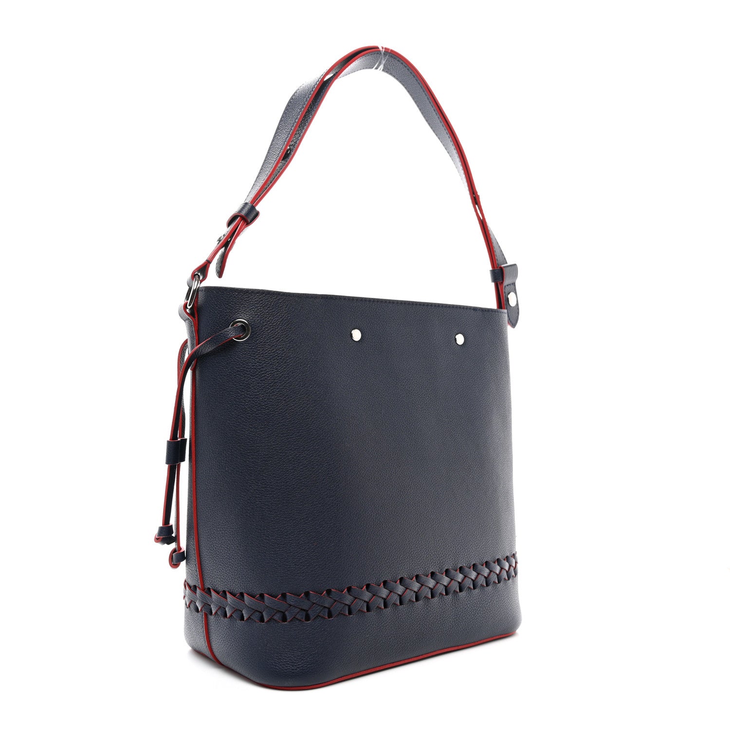 Louis Vuitton Soft Calfskin Braided Lockme Bucket Marine Rouge 3 of 11