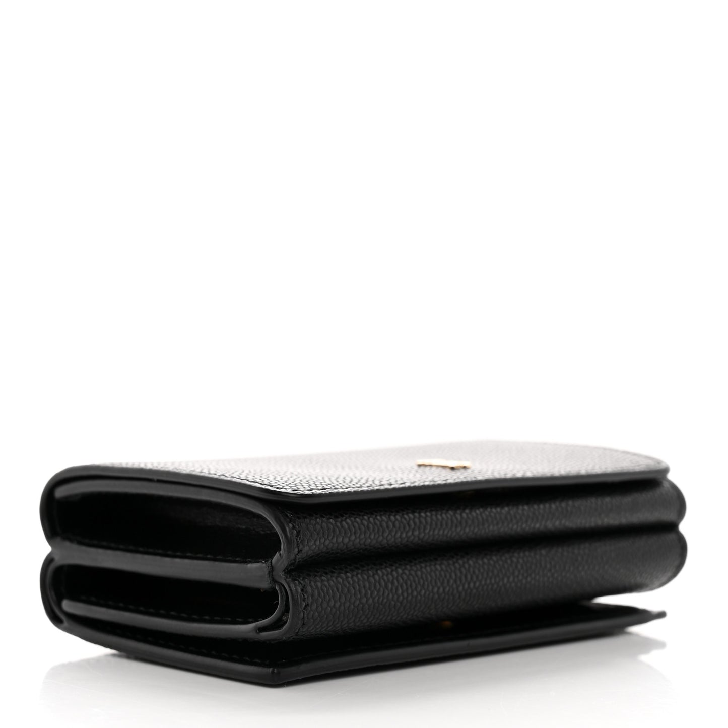 Grained Calfskin TB Compact Tri-Fold Wallet Black