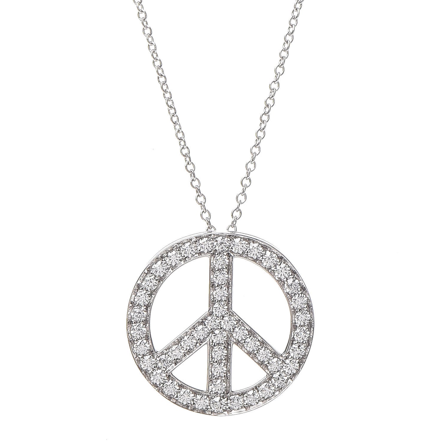 Platinum Diamond Peace Pendant Necklace