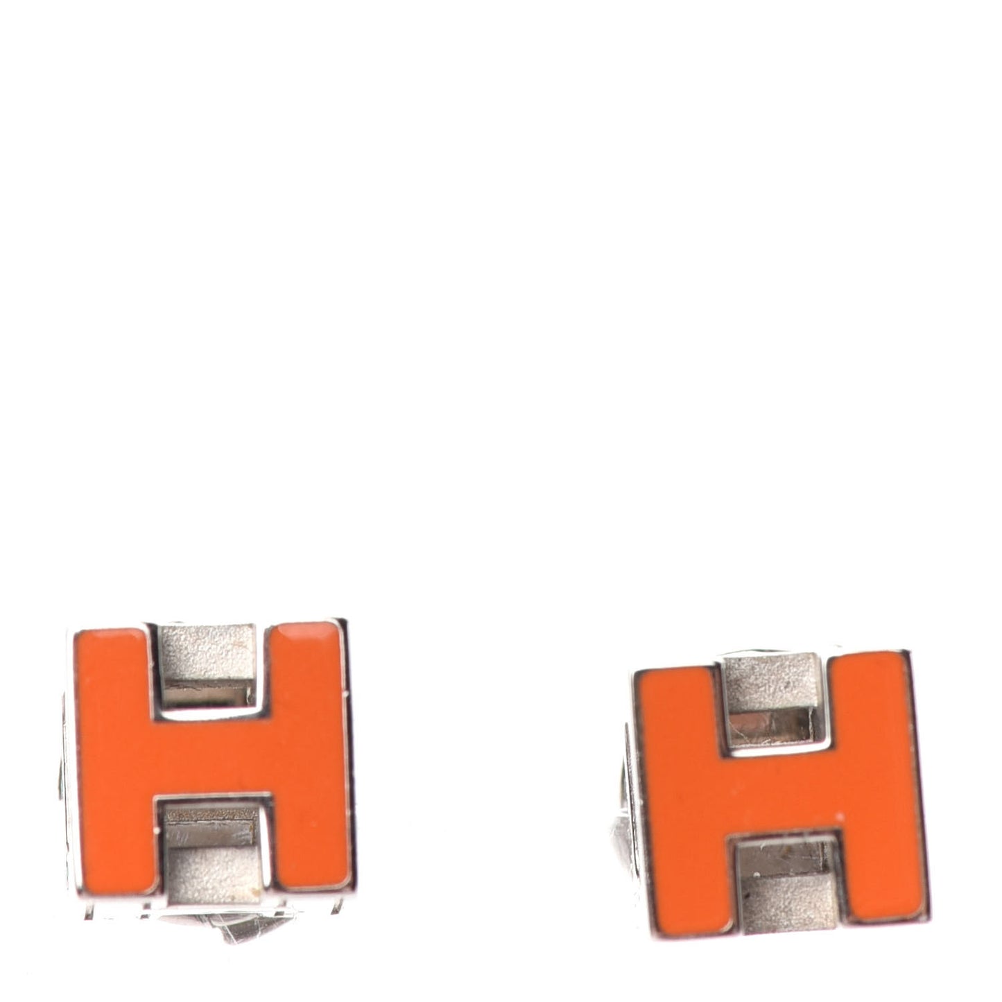 Palladium Lacquered Cage d'H Earrings Orange Sature