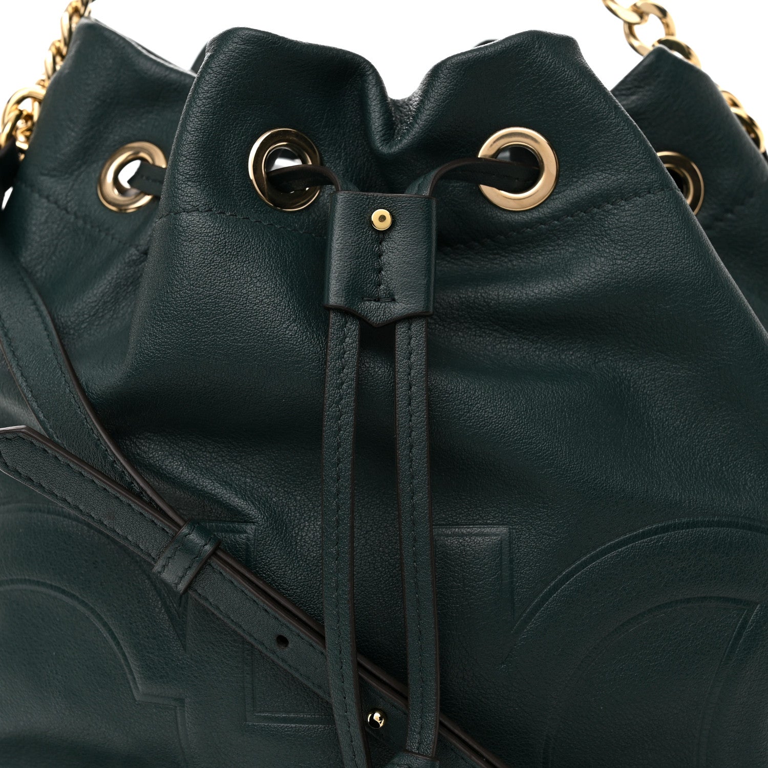 Jimmy Choo Calfskin Juno Bucket Bag Forest Green 7 of 9