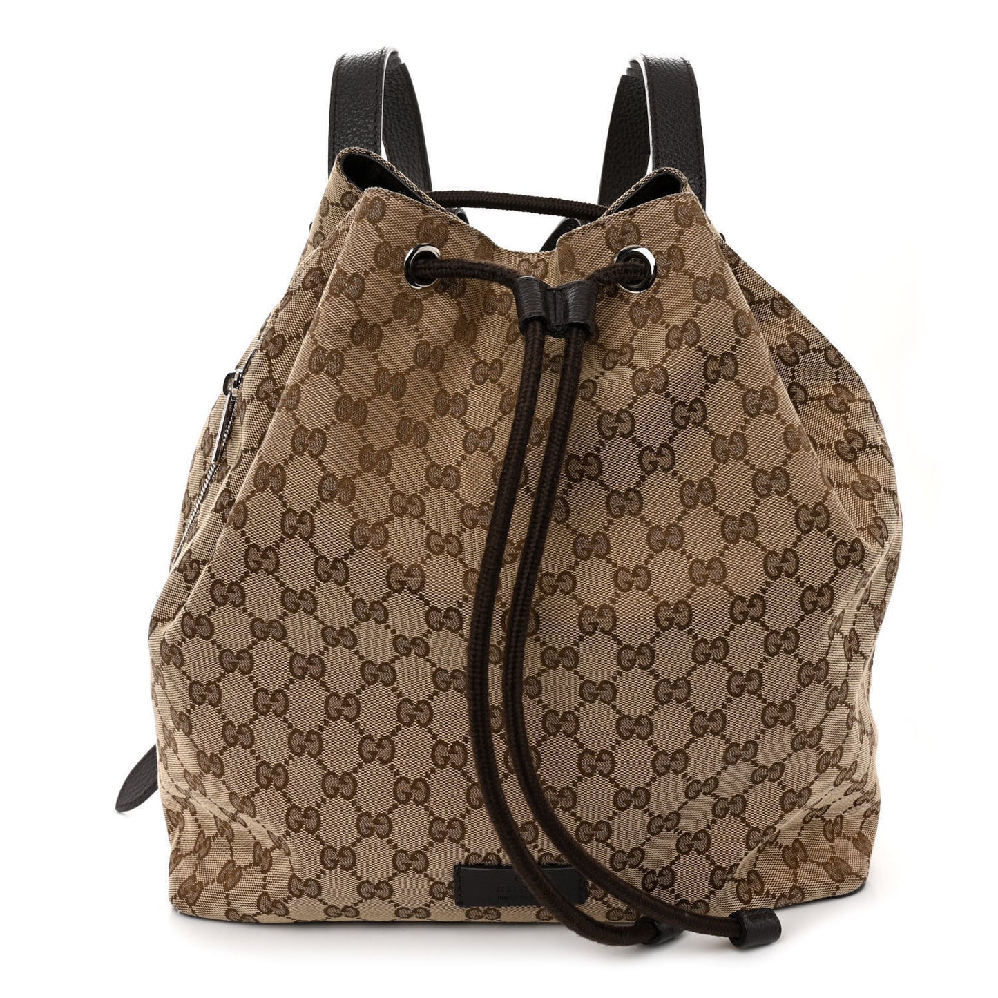 Monogram Dollar Calfskin O Drawstring Backpack Beige Ebony Testa di Moro Dark Chocolate