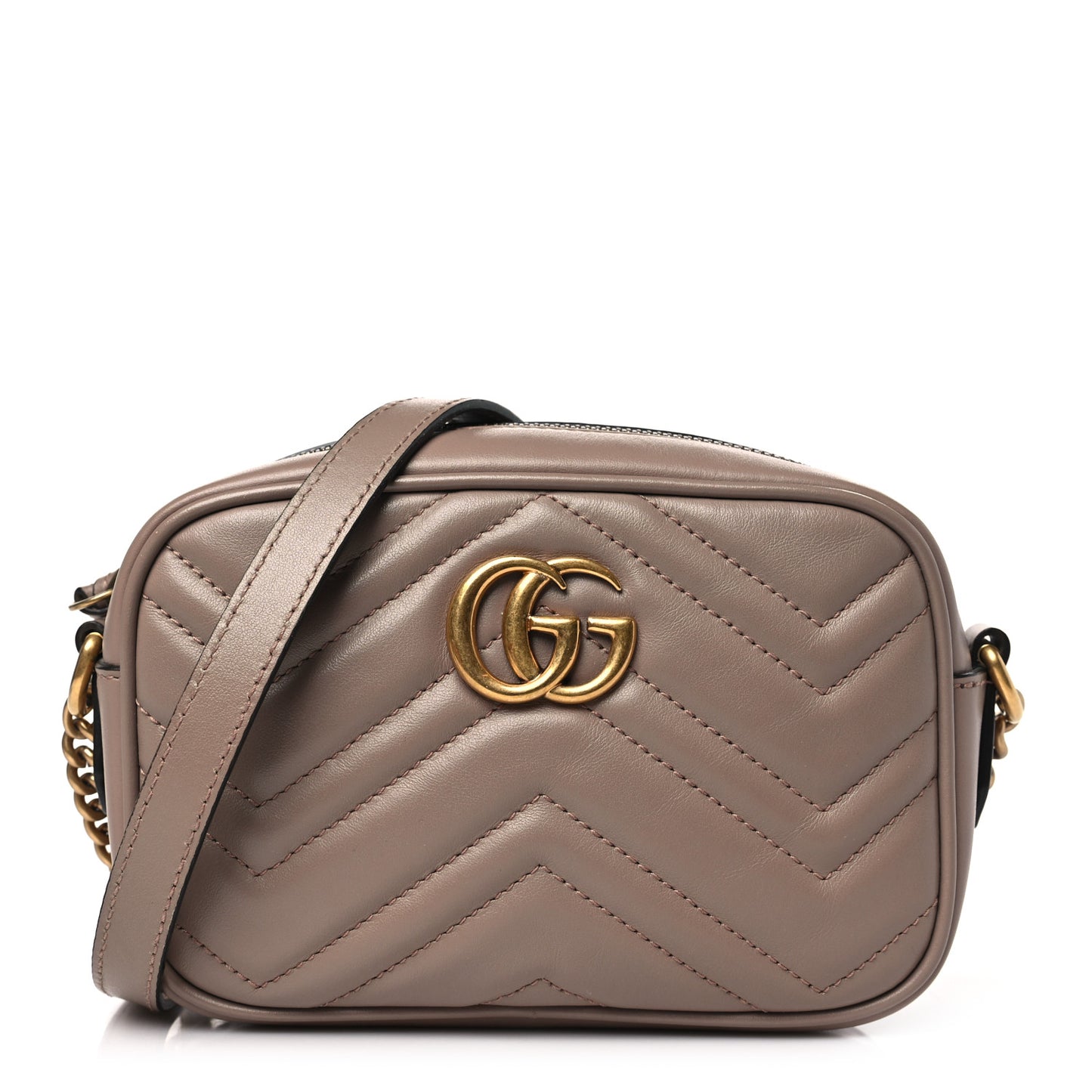 Calfskin Matelasse Mini GG Marmont Chain Shoulder Bag Porcelain Rose