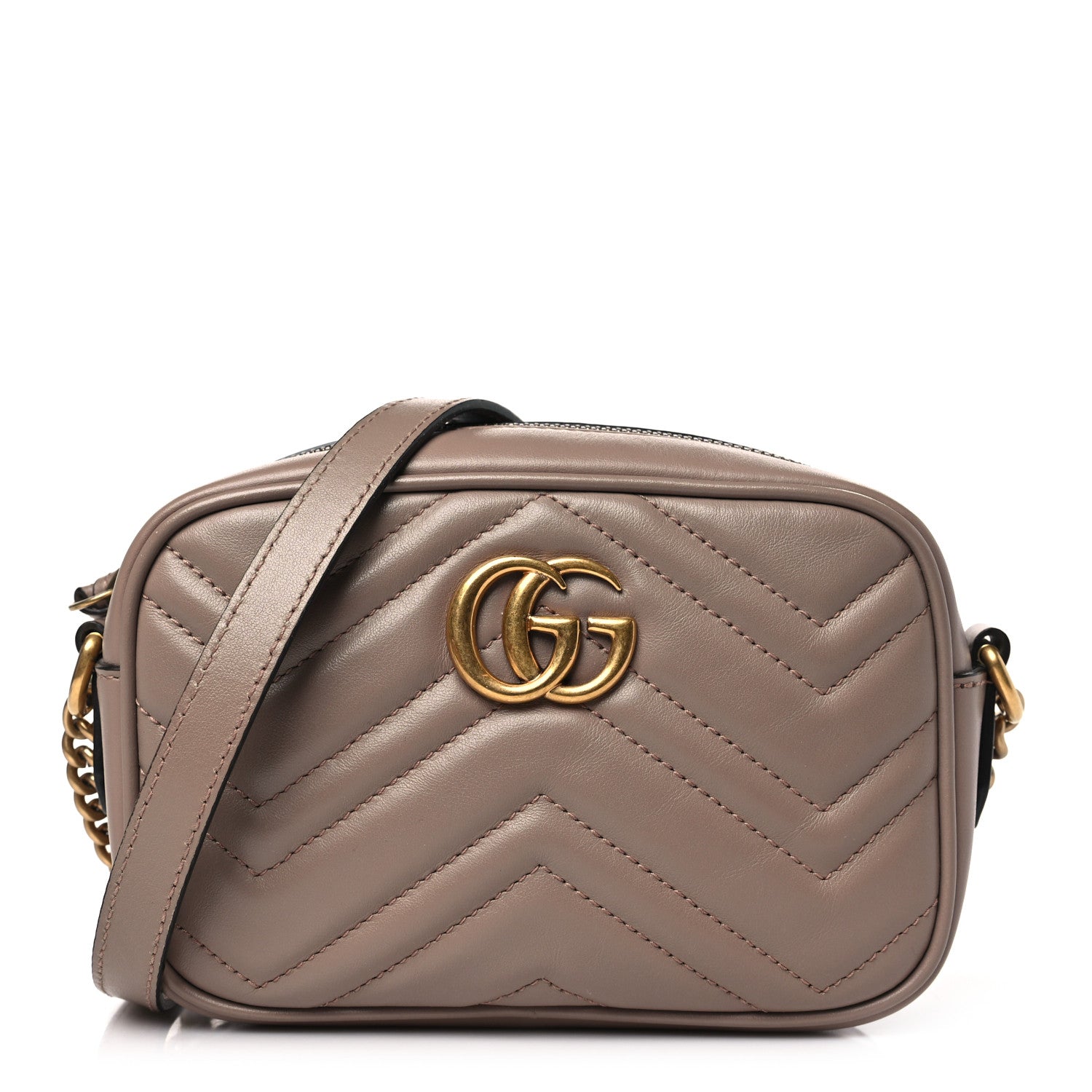 Gucci Calfskin Matelasse Mini GG Marmont Chain Shoulder Bag Porcelain Rose 1 of 11