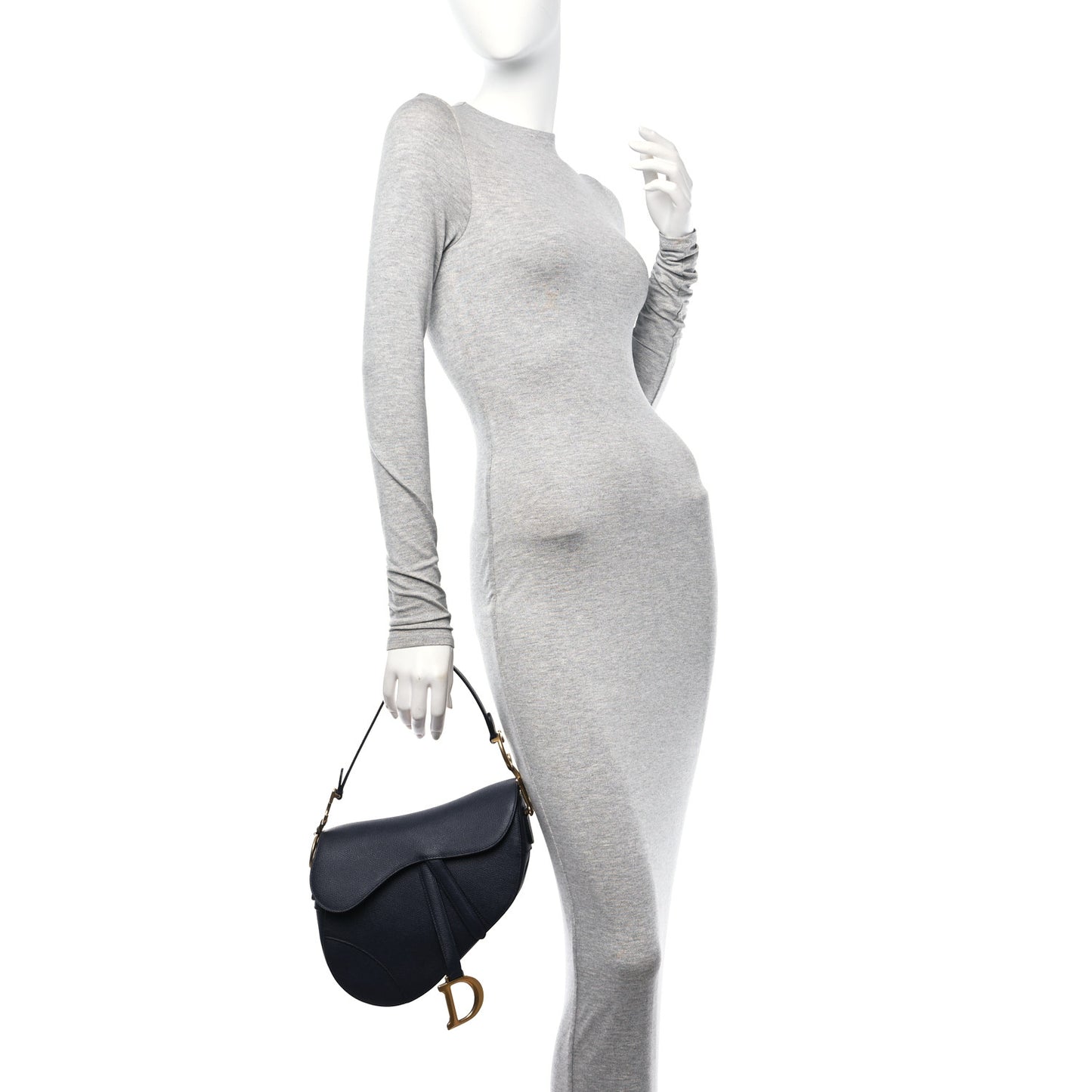 Grained Calfskin Saddle Bag Indigo Blue