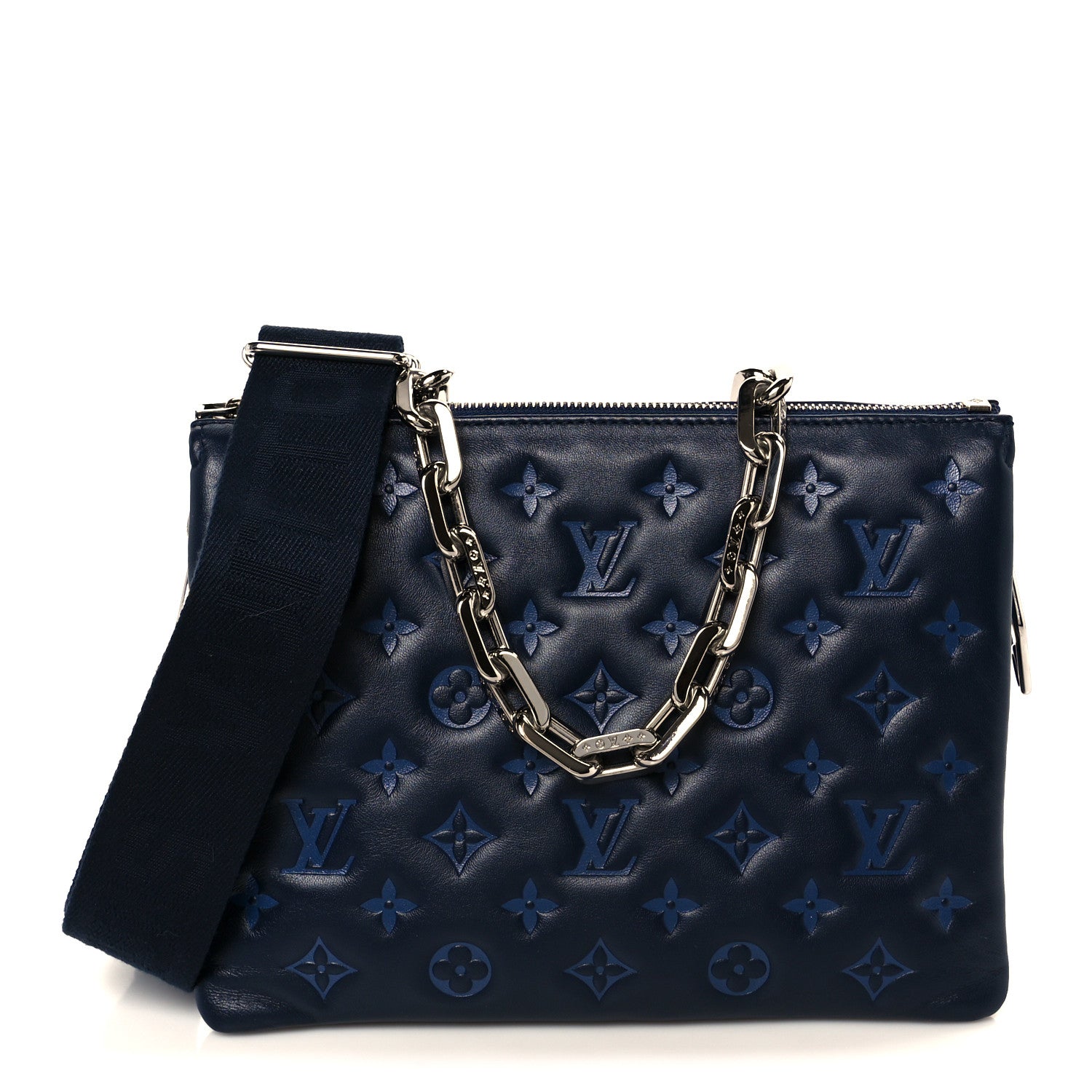 Louis Vuitton Lambskin Embossed Monogram Coussin PM Navy 1795609