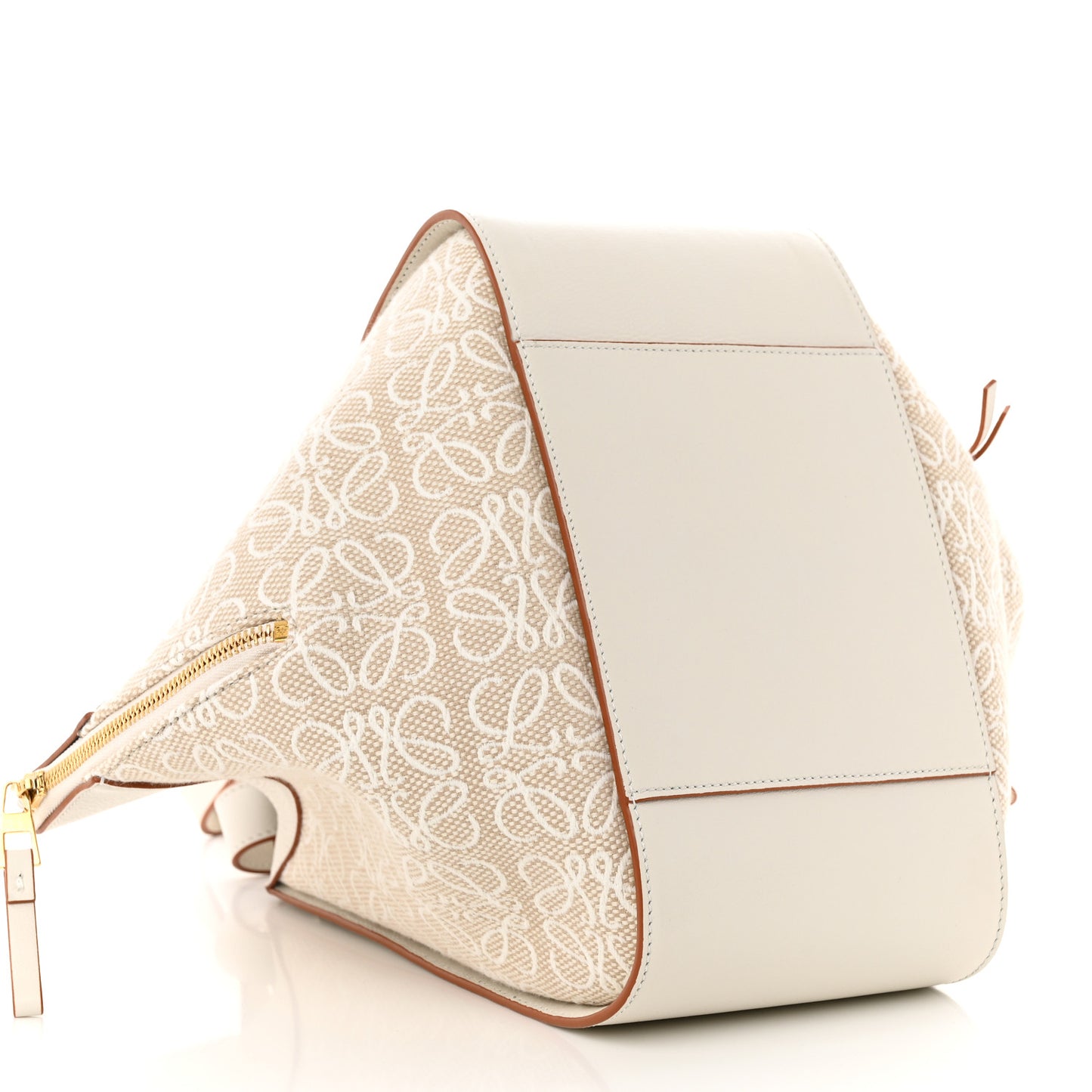 Calfskin Canvas Anagram Small Hammock Shoulder Bag Ecru White