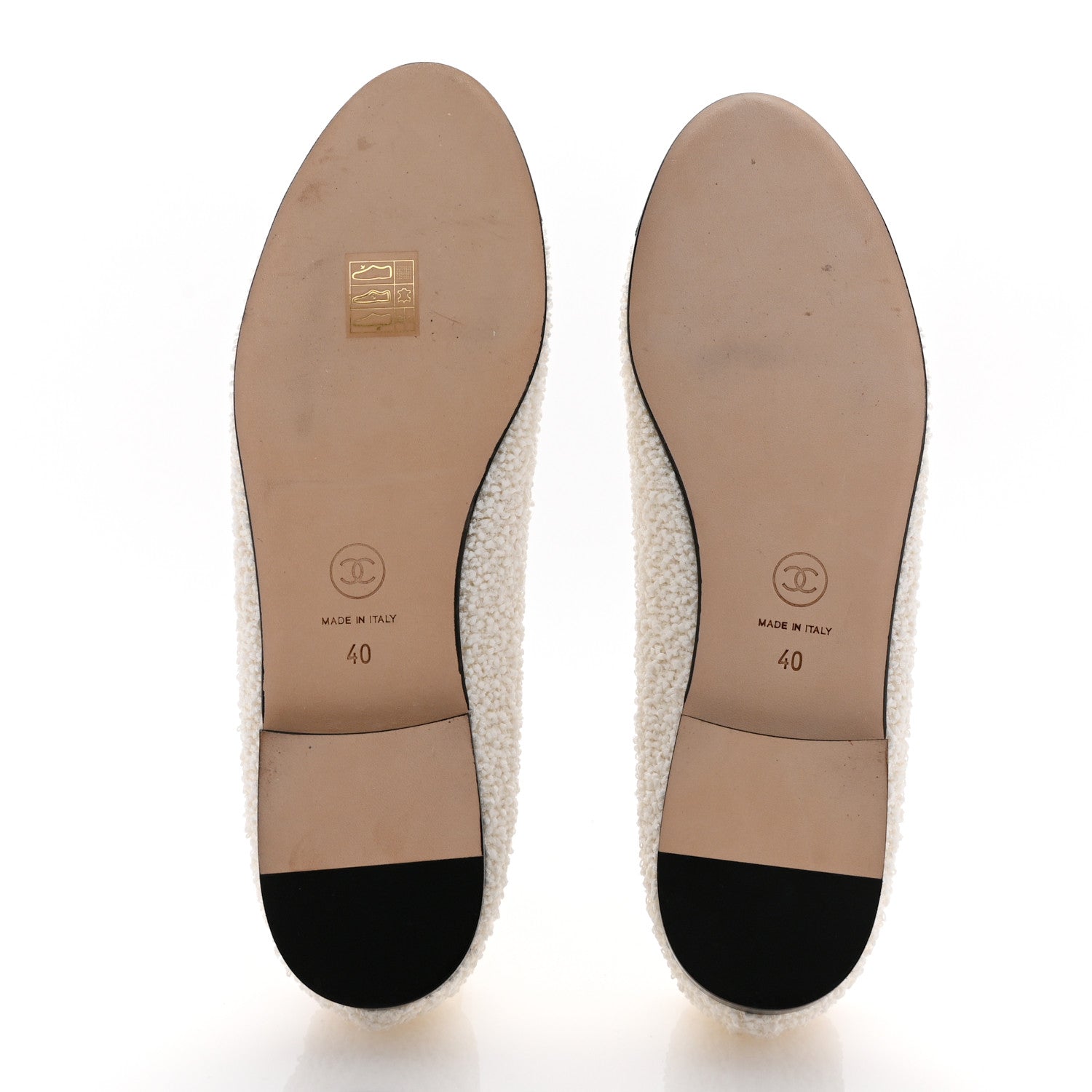 Chanel Cotton Tweed Grosgrain Cap Toe Ballerina Flats 40 White 6 of 12