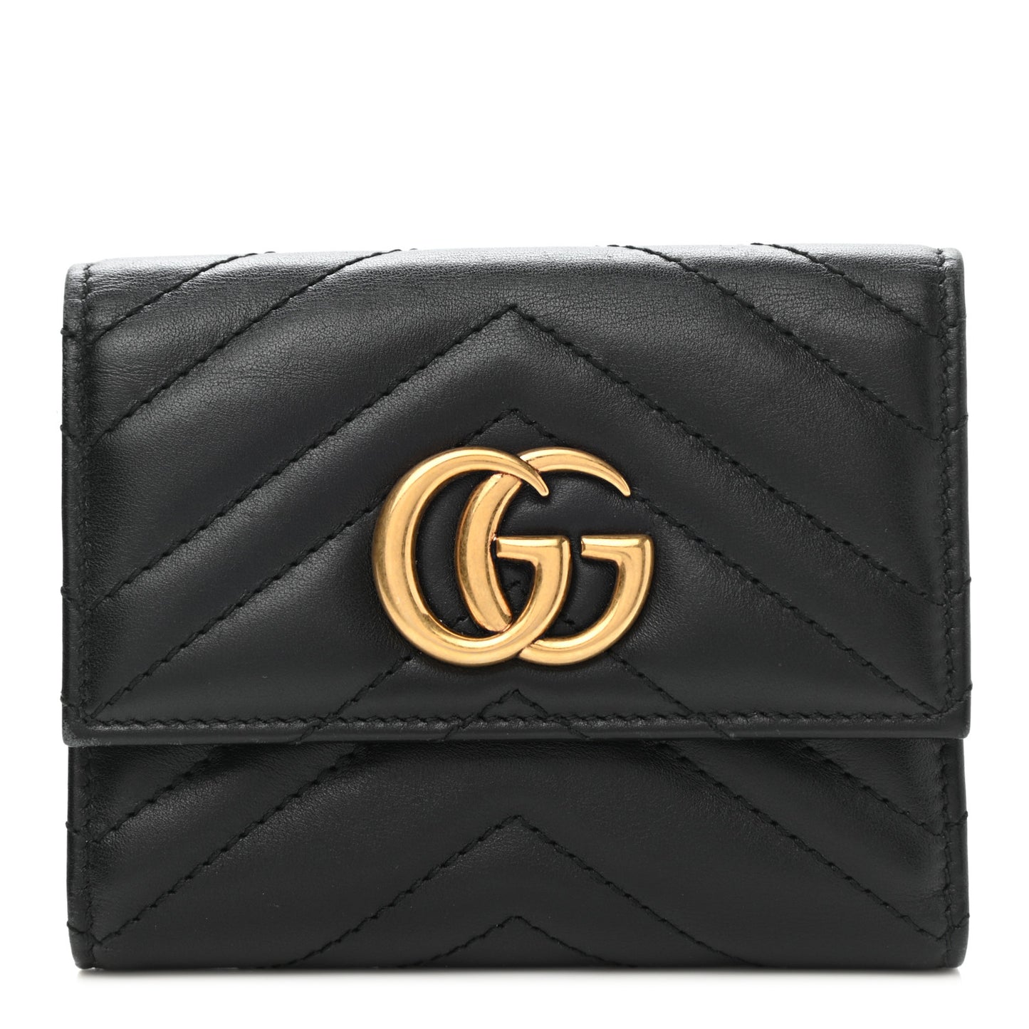 Calfskin Matelasse GG Marmont Wallet Black