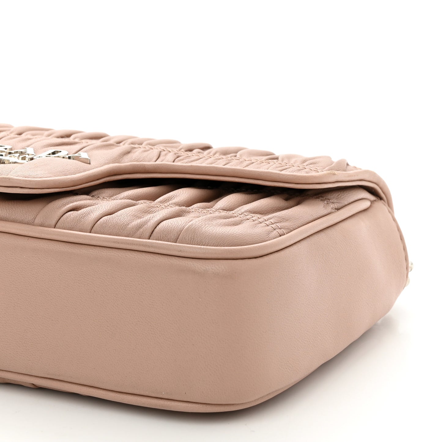 Nappa Gaufre Small Chain Flap Shoulder Bag Cipria