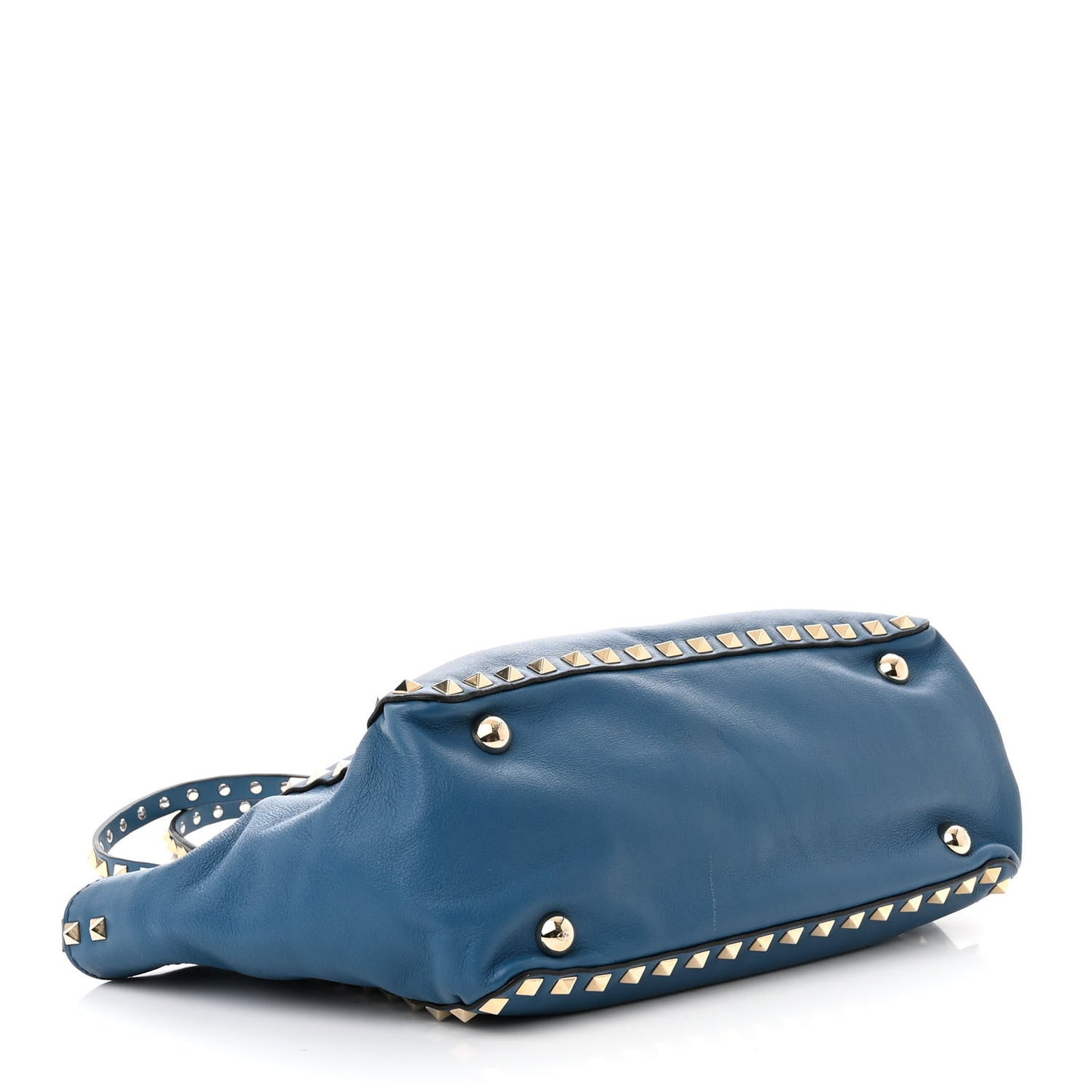 Vitello Small Rockstud Tote Blue Delft