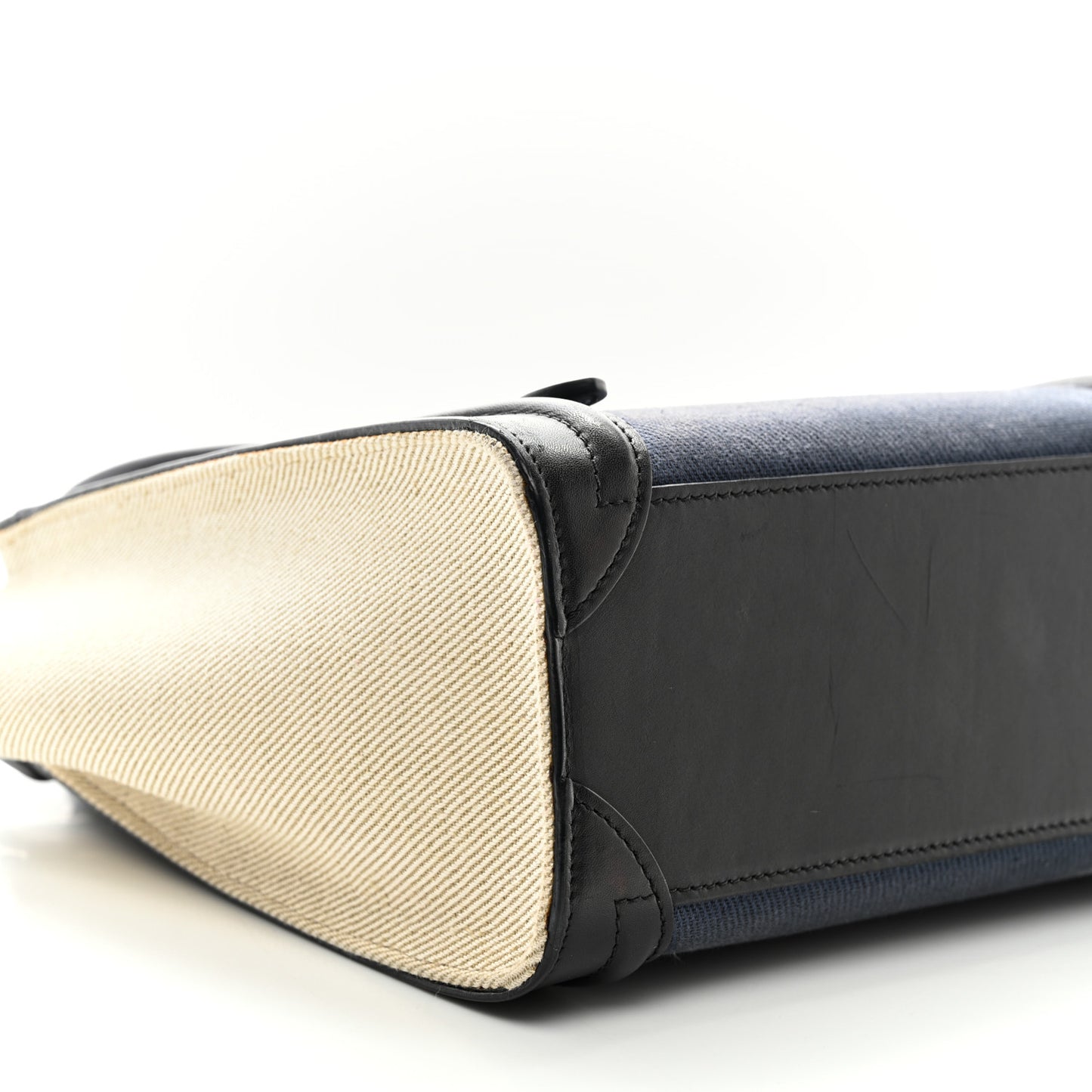 Natural Canvas Smooth Calfskin Nano Luggage Navy