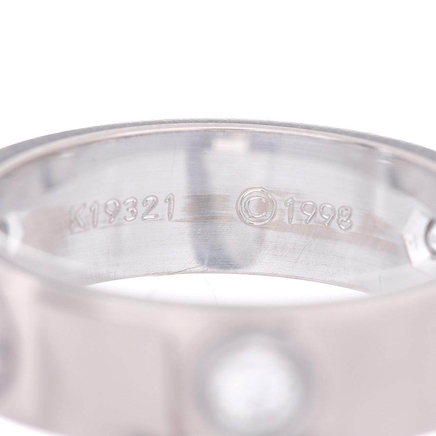 18K White Gold 3 Diamond 5.5mm LOVE Ring 52 6