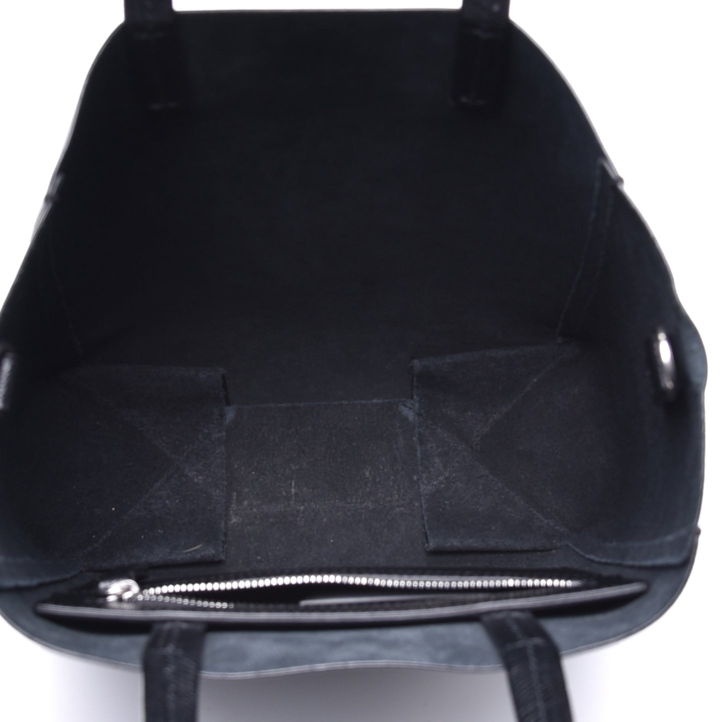 Grained Calfskin Small Vertical Cabas Black
